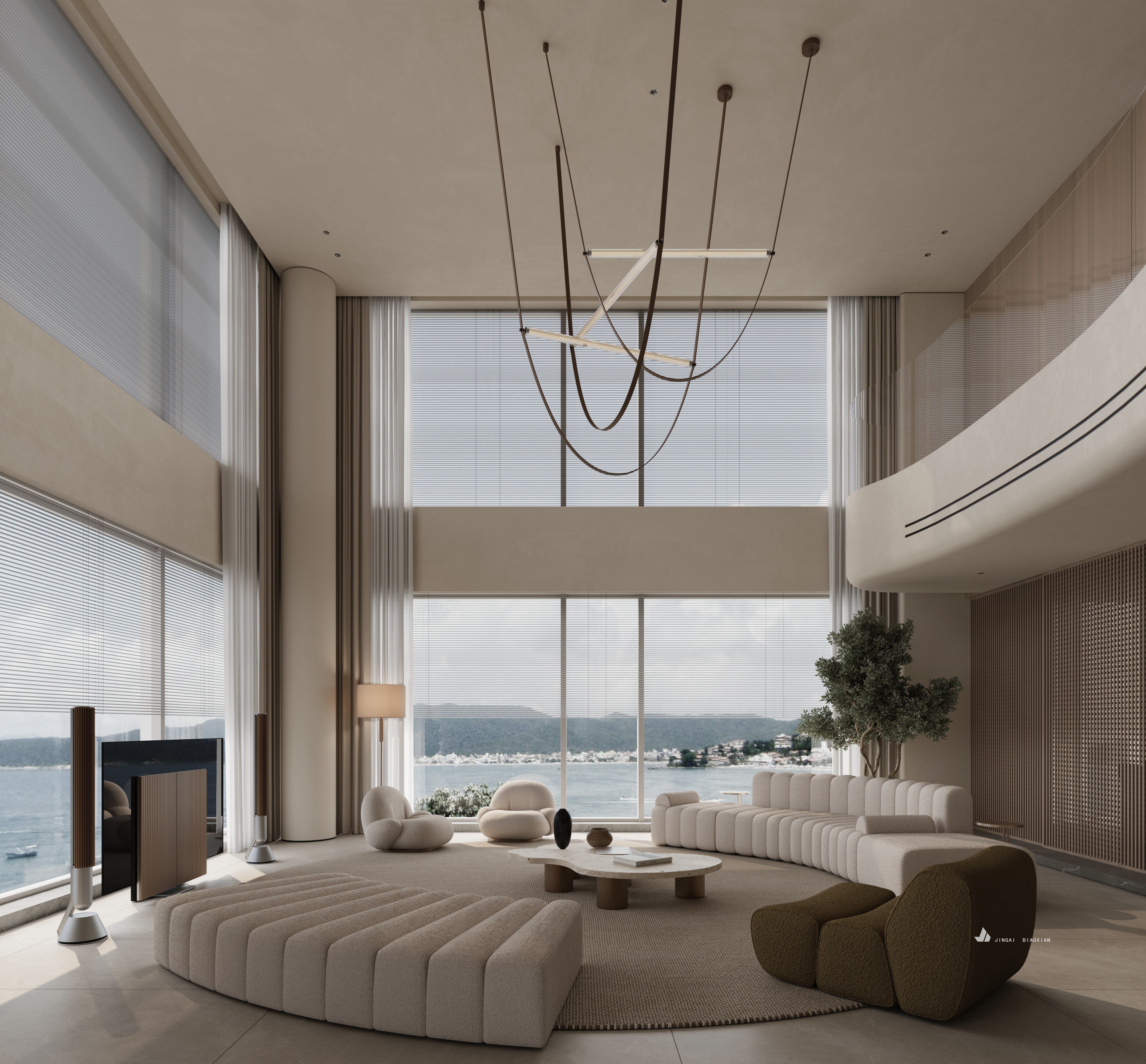 顶流现代挑空别墅-23