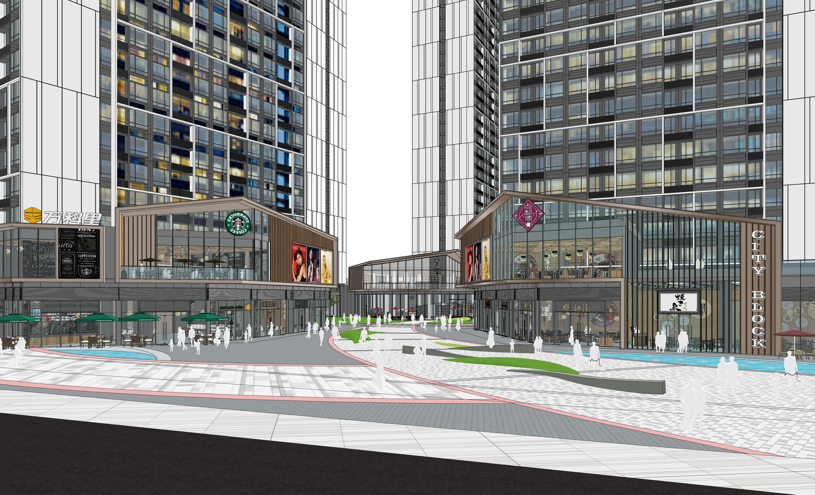 万科里现代商业街SU模型-2