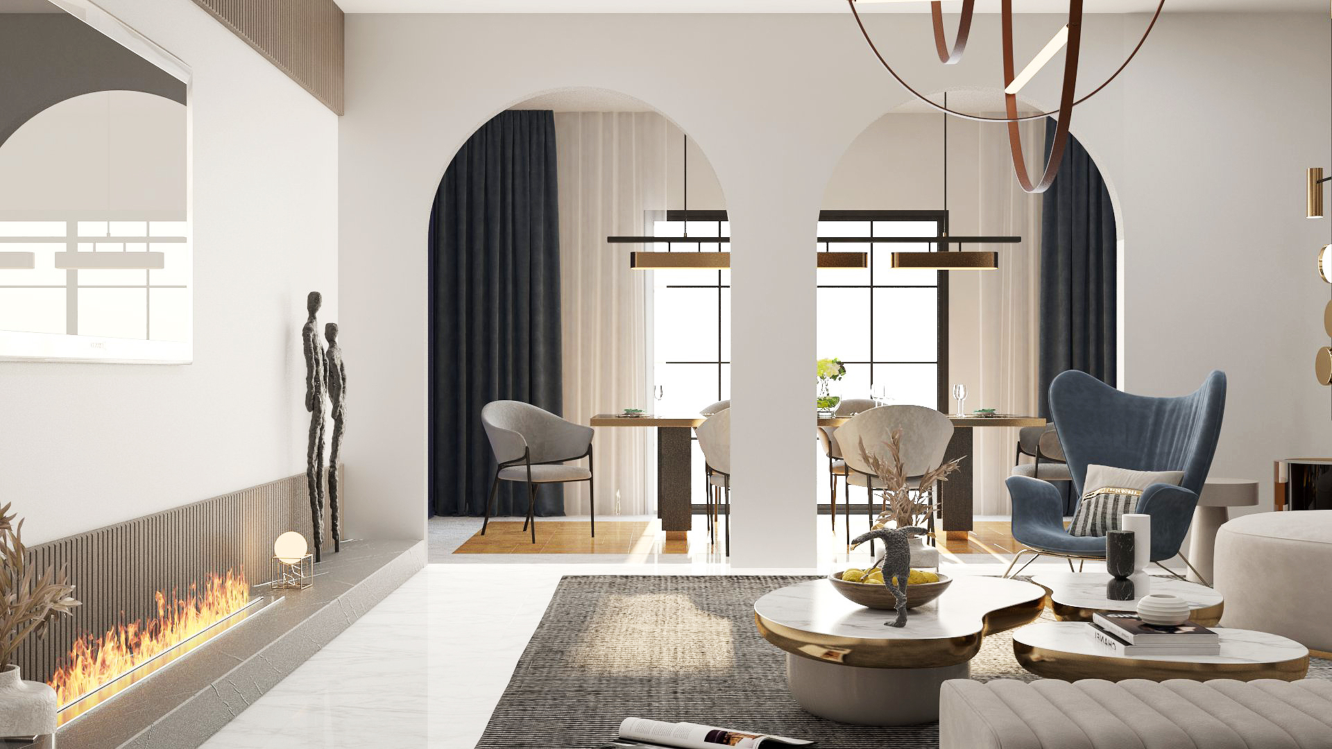 KSA 小别墅客厅及轻厨房设计-4