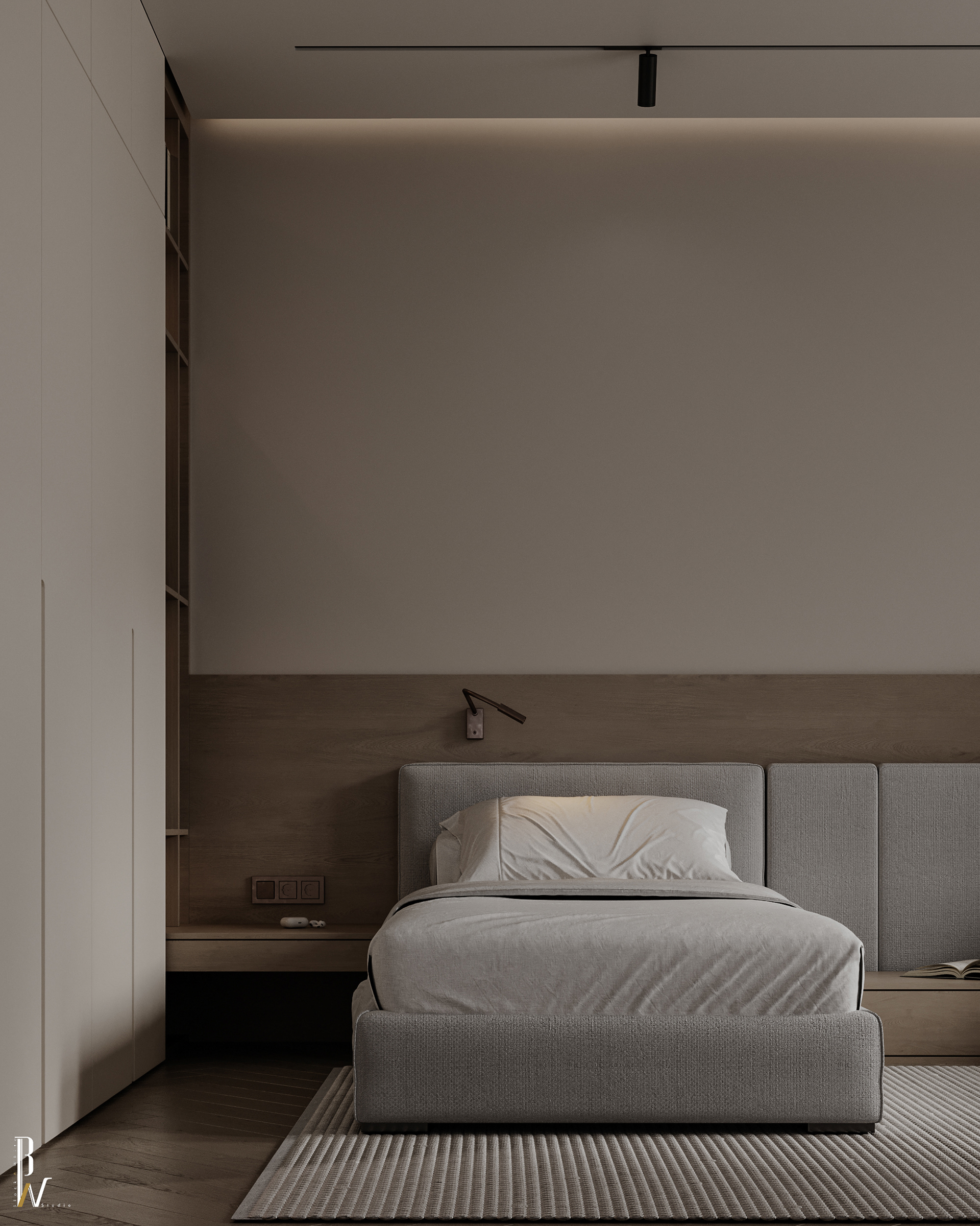 双人卧室设计丨阿联酋丨Black N White-12