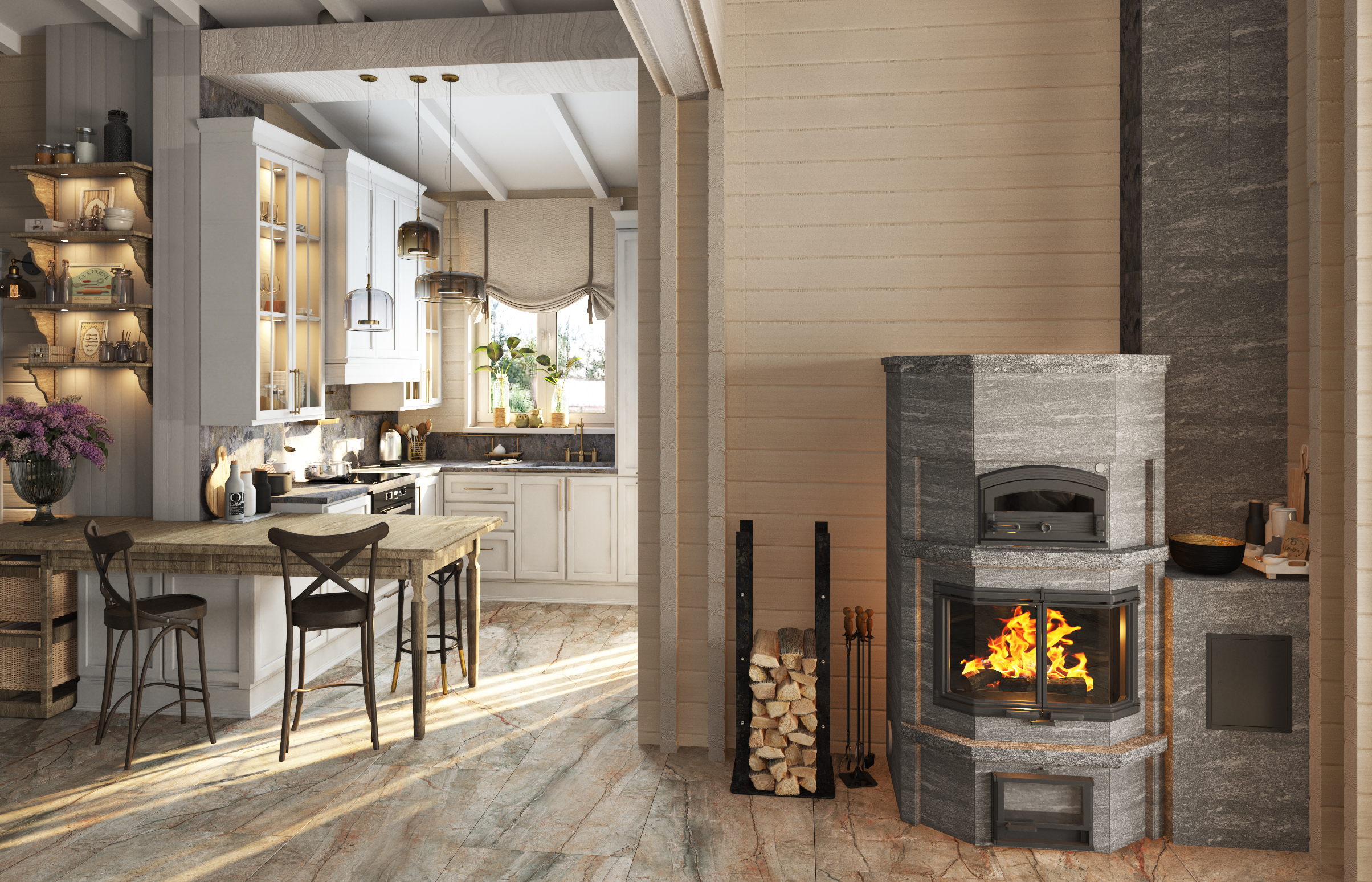 кухня в деревянном доме-5