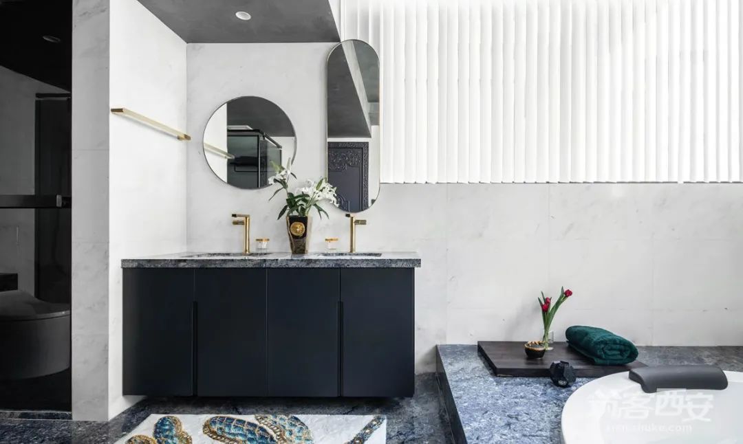 极致黑韵,红杉·陈醉打造西安 360㎡顶跃艺术宅-108