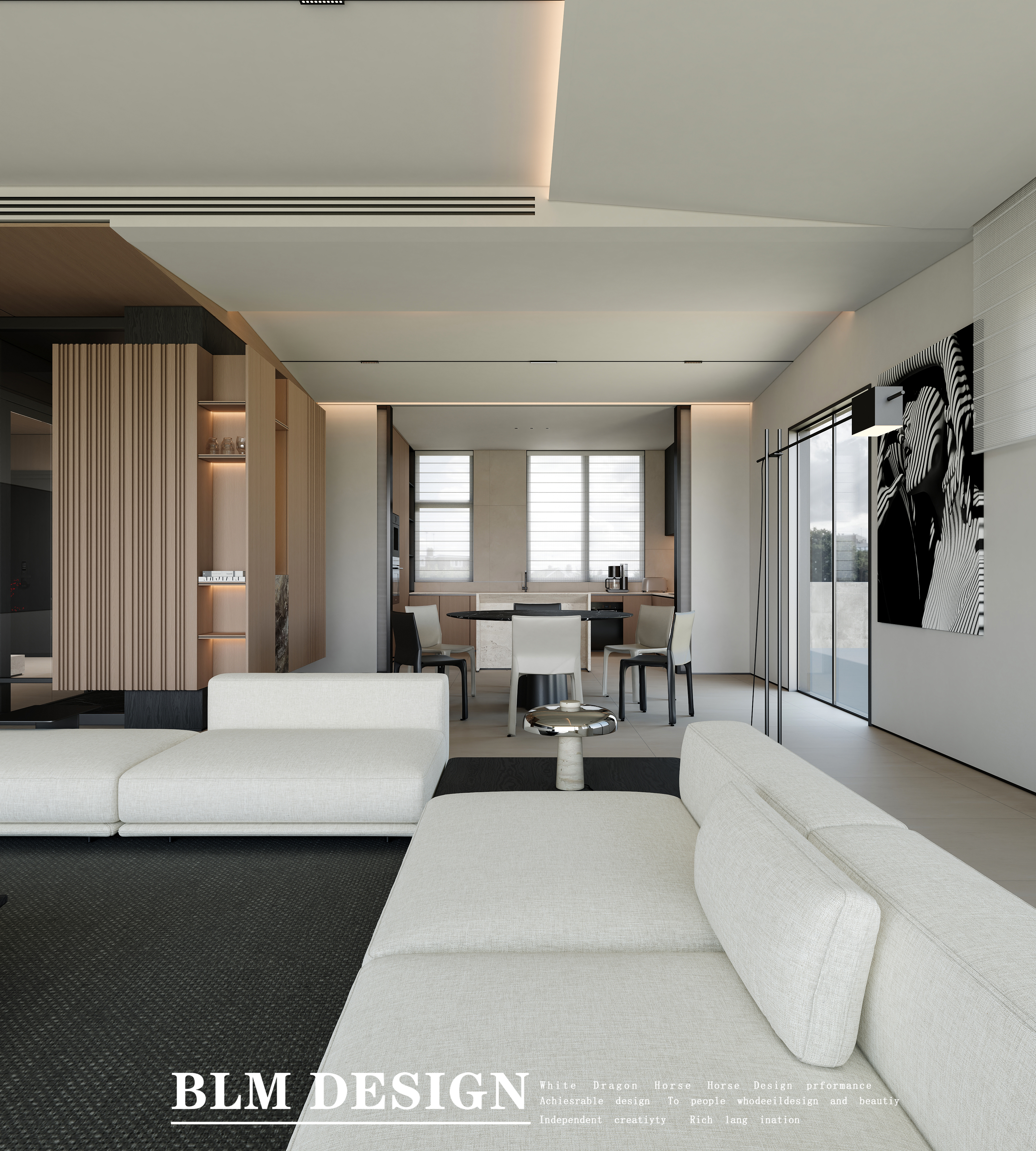 现代效果图客餐厅丨白龙马效果图-6