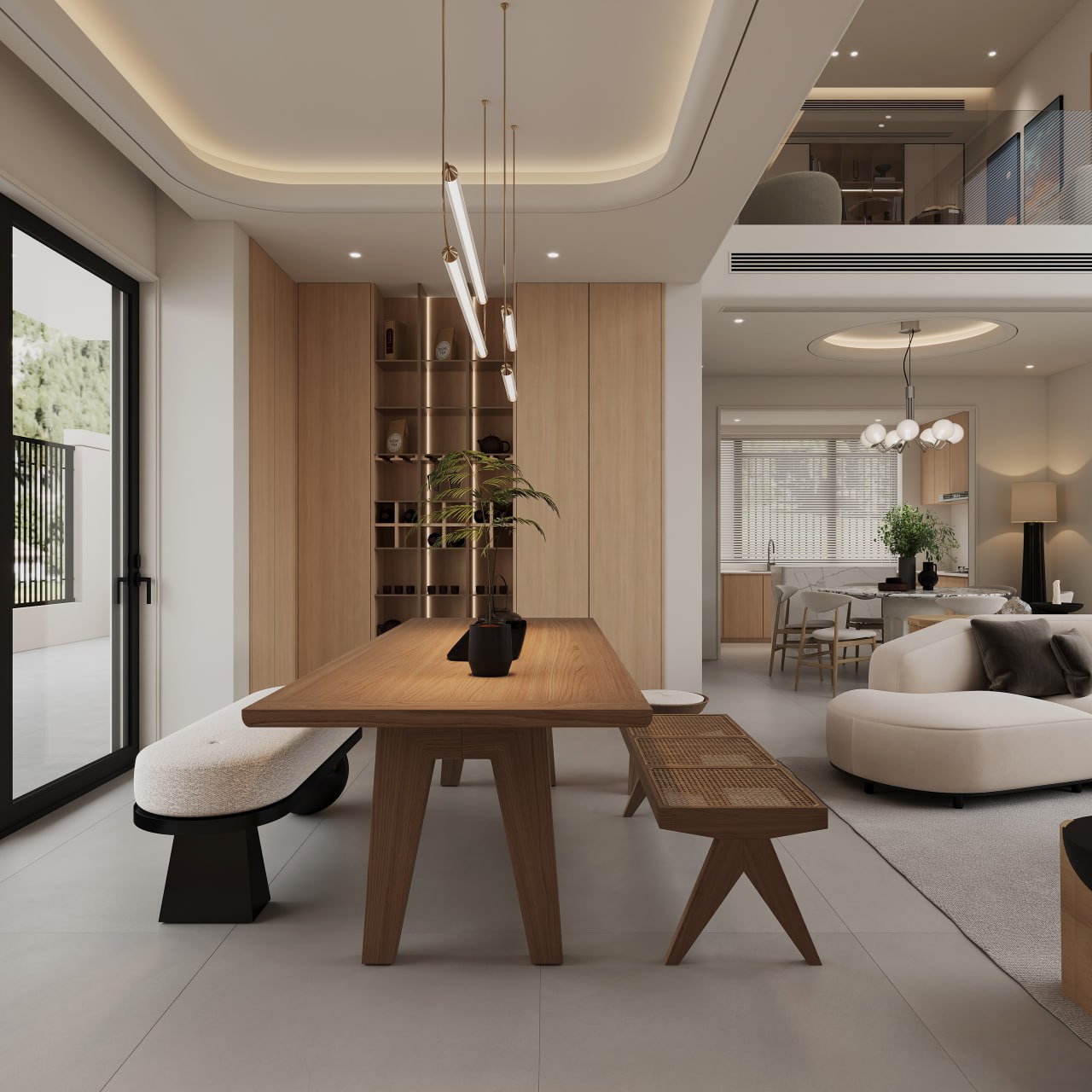 Creamy Villa Design With Courtyard-9