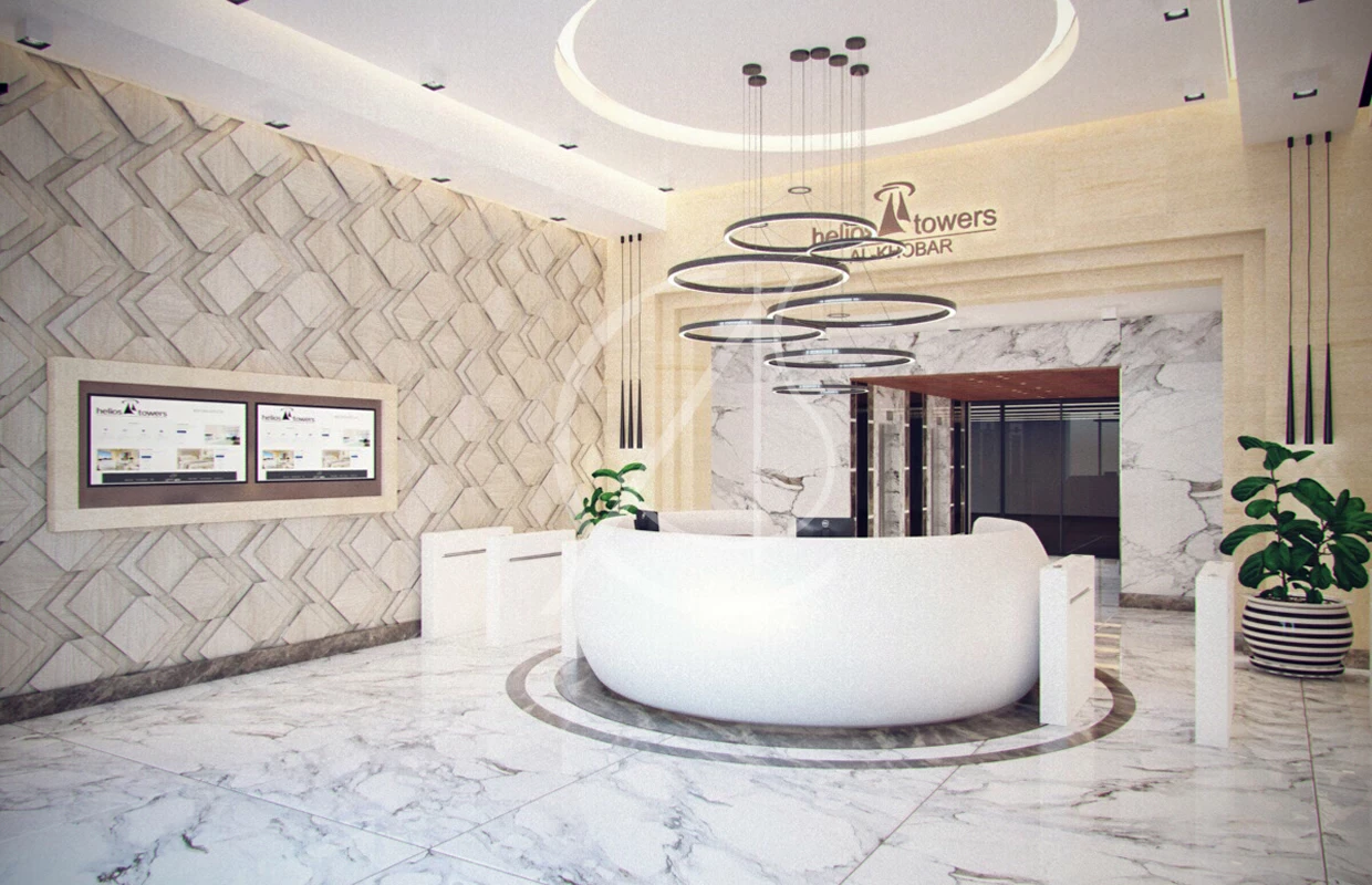 沙特阿拉伯 17 层商业中心,玻璃幕墙与经典灰黑营造高端氛围-7