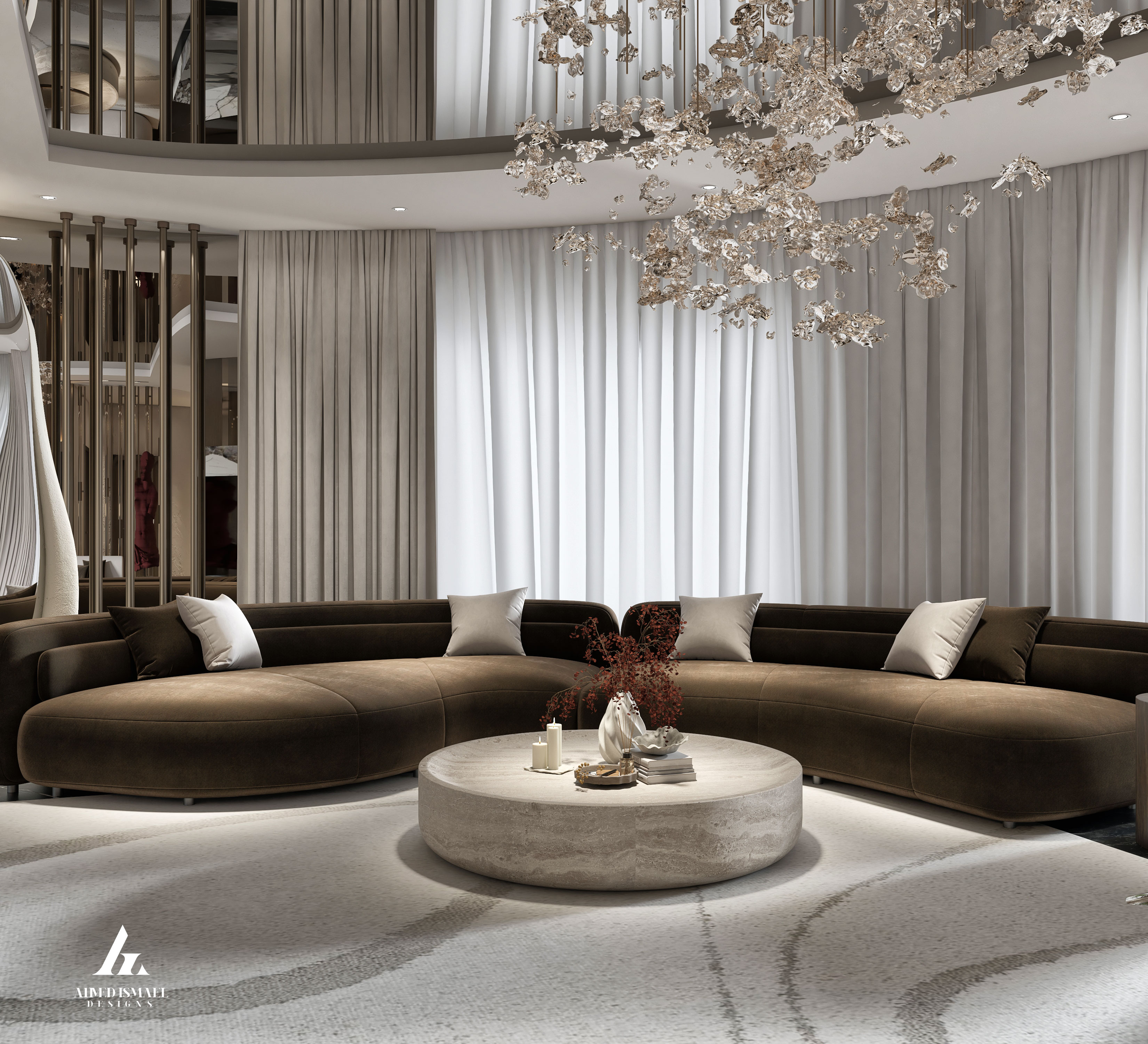 奢华现代接待区设计丨@ahmedismail_designs-5