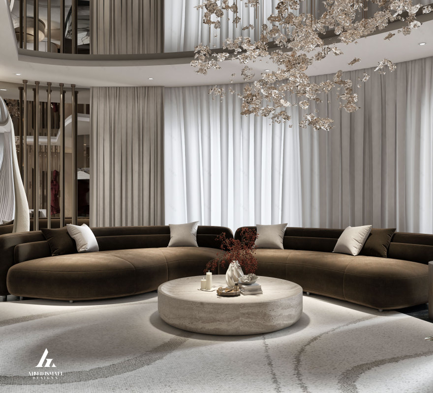奢华现代接待区设计丨@ahmedismail_designs-5