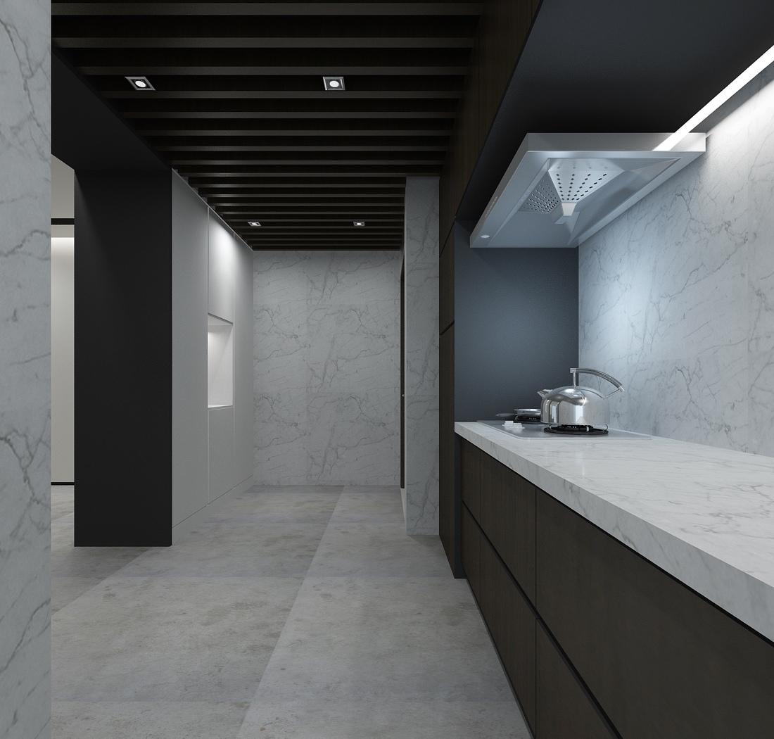 悬空电视柜打造轻盈美感,开放式厨房提升空间互动-6