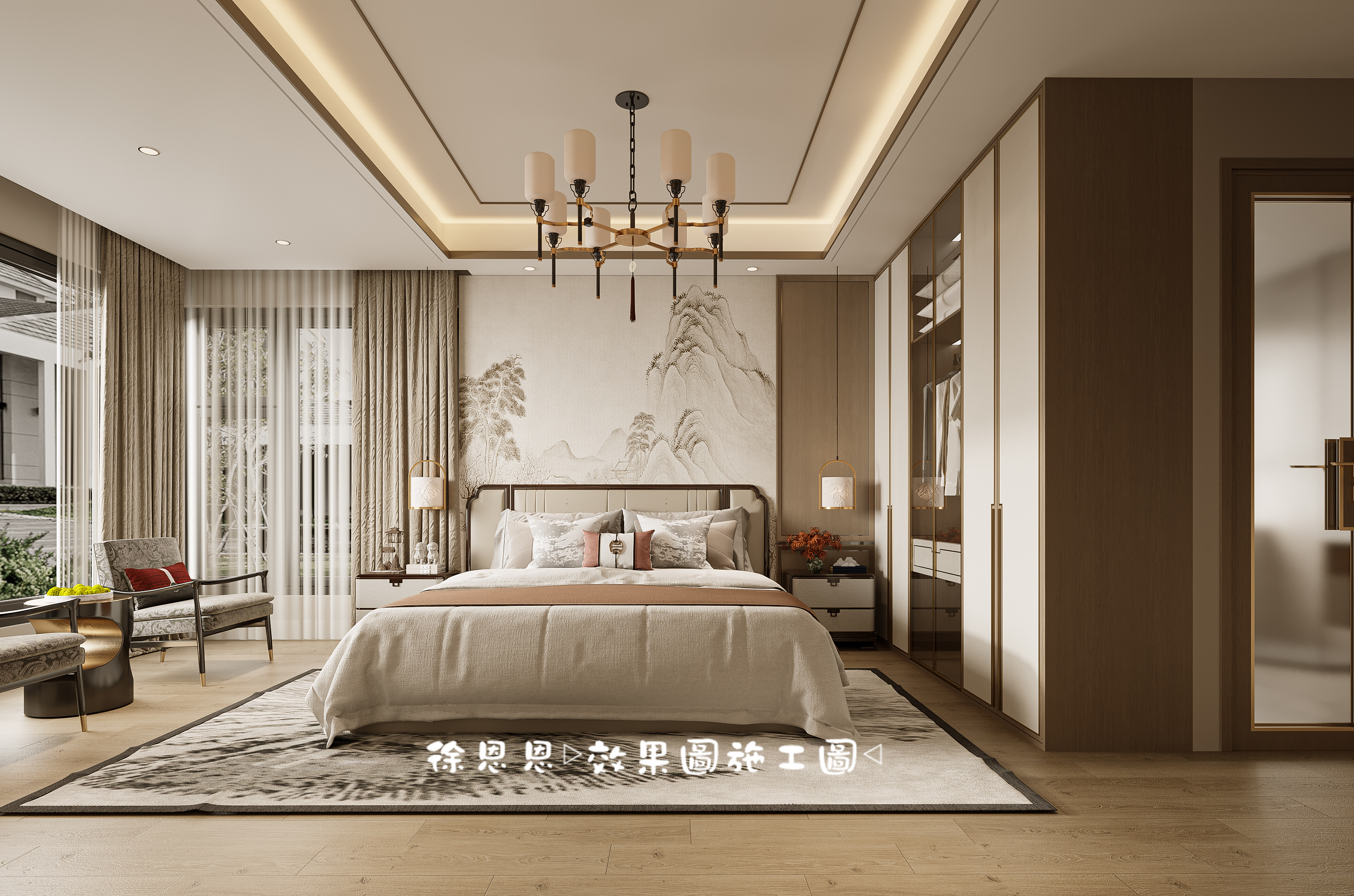 新中式，空间现代大方，细节朴素儒雅，悠闲惬意之居-7