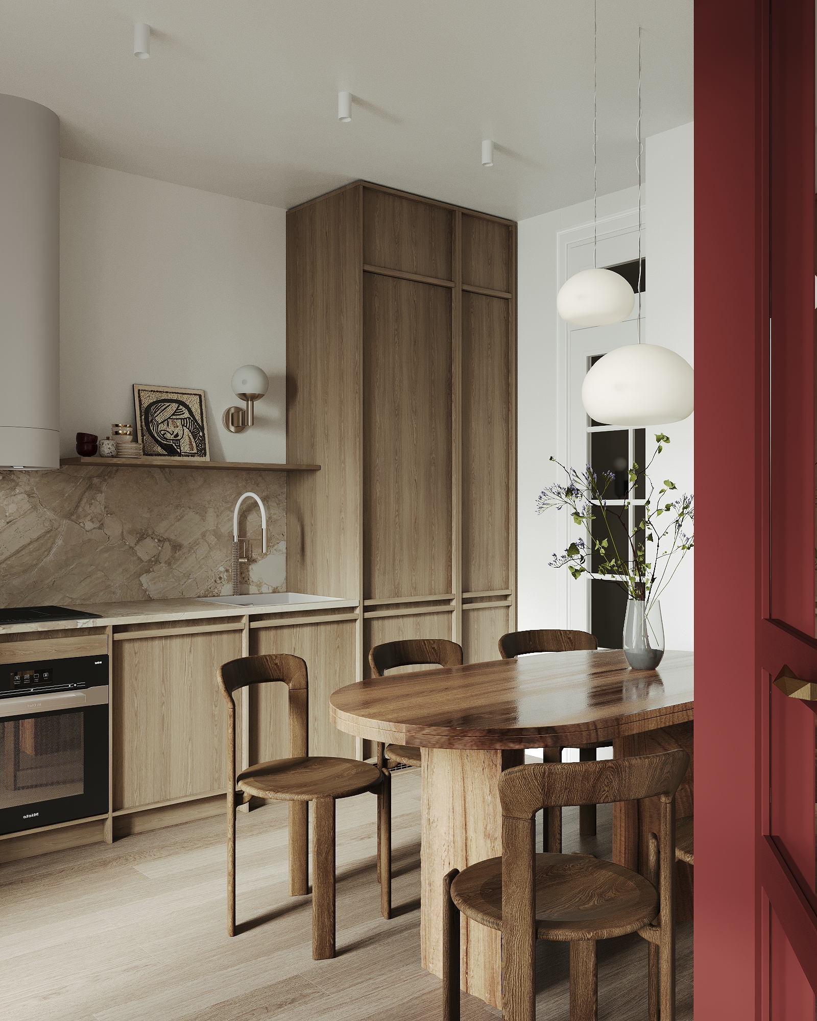 哈萨克斯坦阿拉木图浅色木质厨房公寓丨La home bureau-10