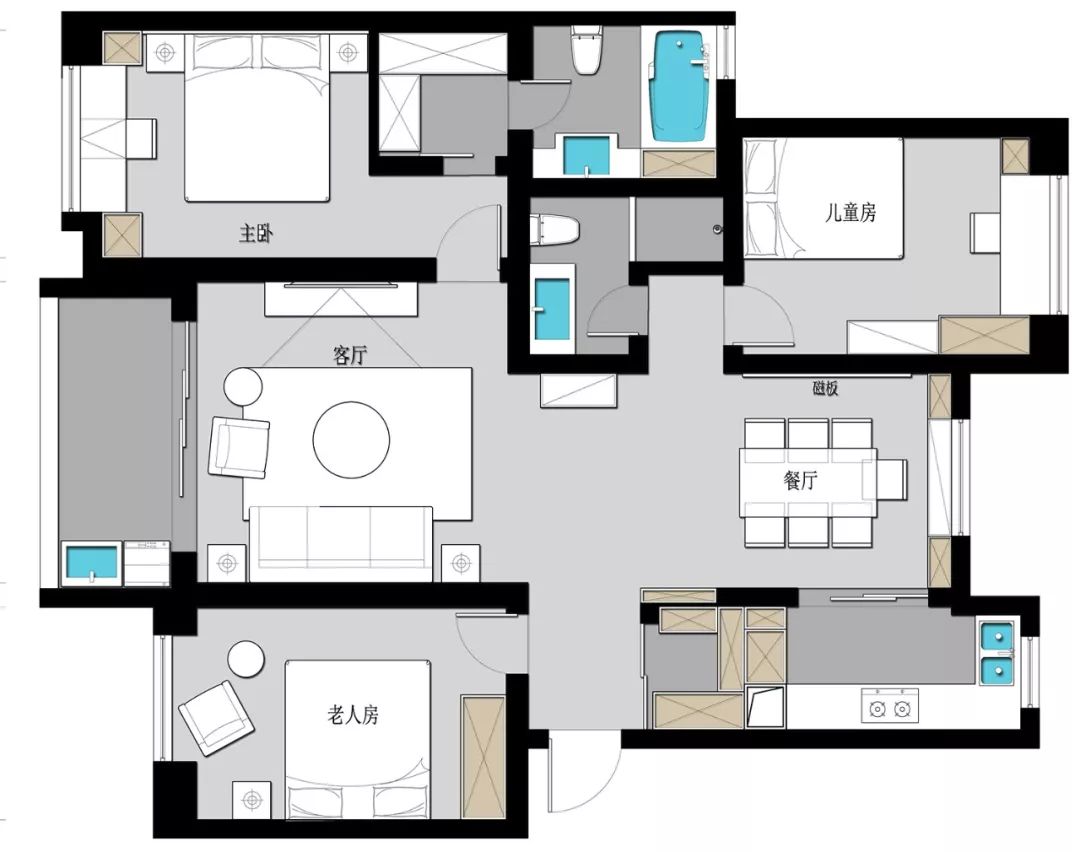 现代简约改造 | 130㎡精装房的色彩与软装提升-6