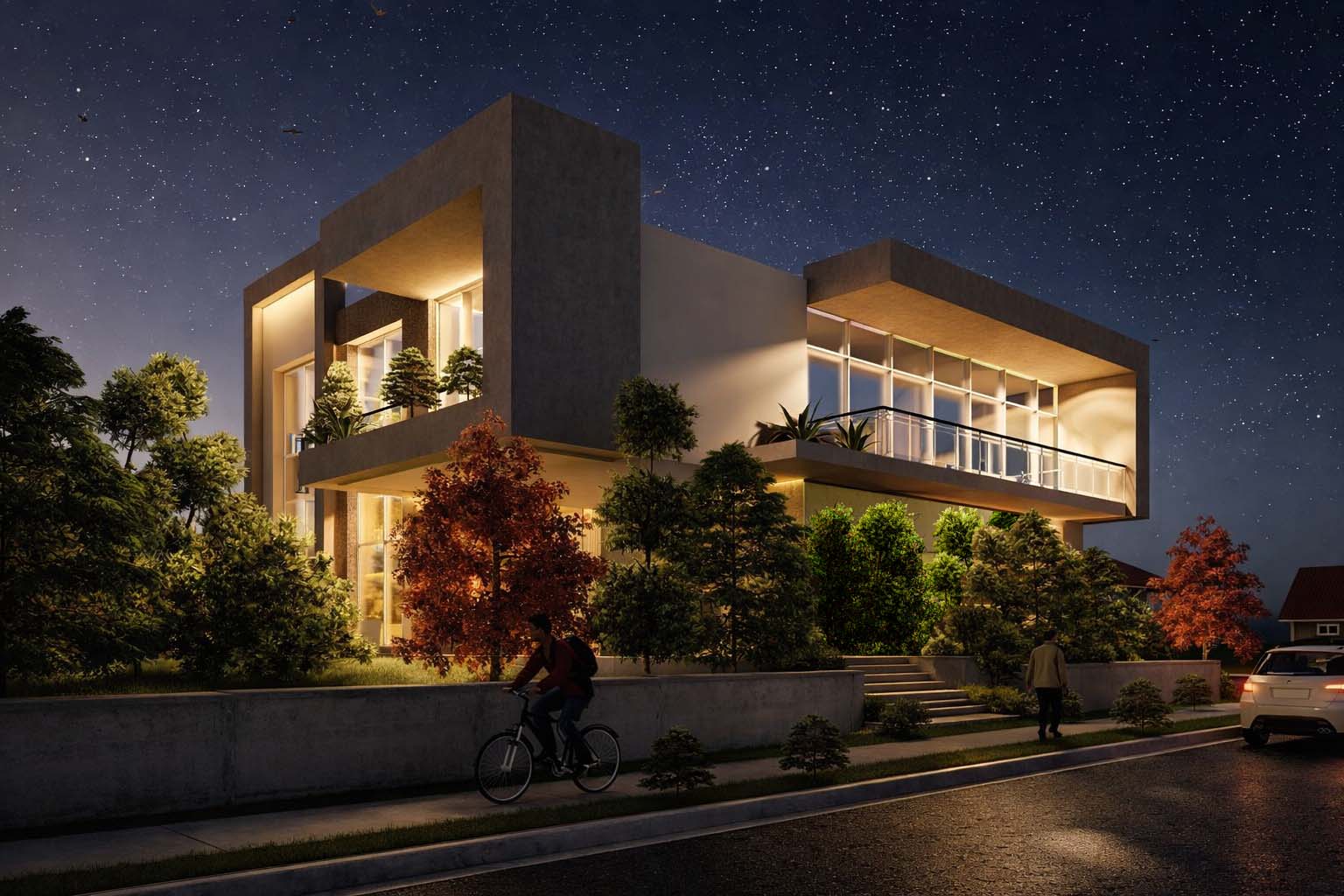 Modern Villa Visualization – Nighttime Elegance-2