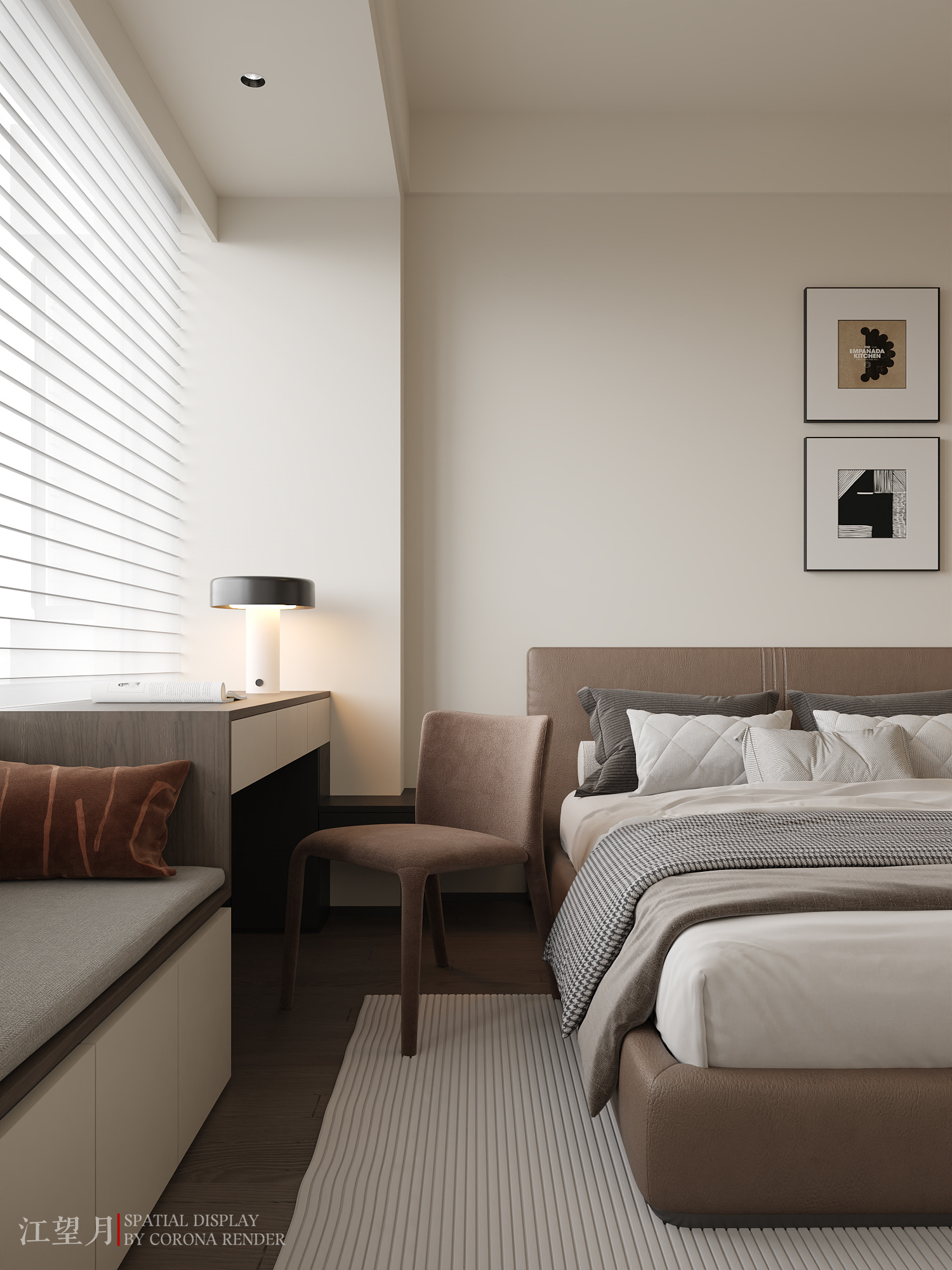 大白墙卧室渲染-8