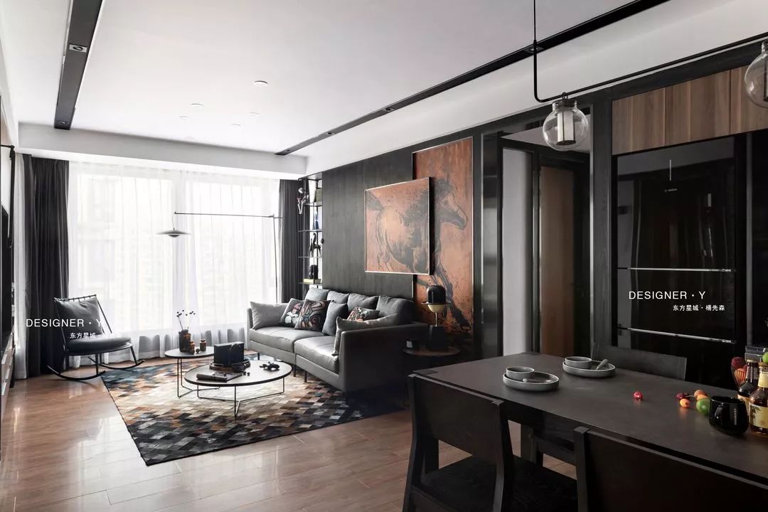 黑白灰 胡桃木低奢住宅  杨环信-10