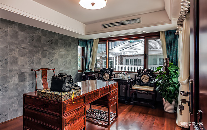 现代中式碧海花园联排别墅装修-10