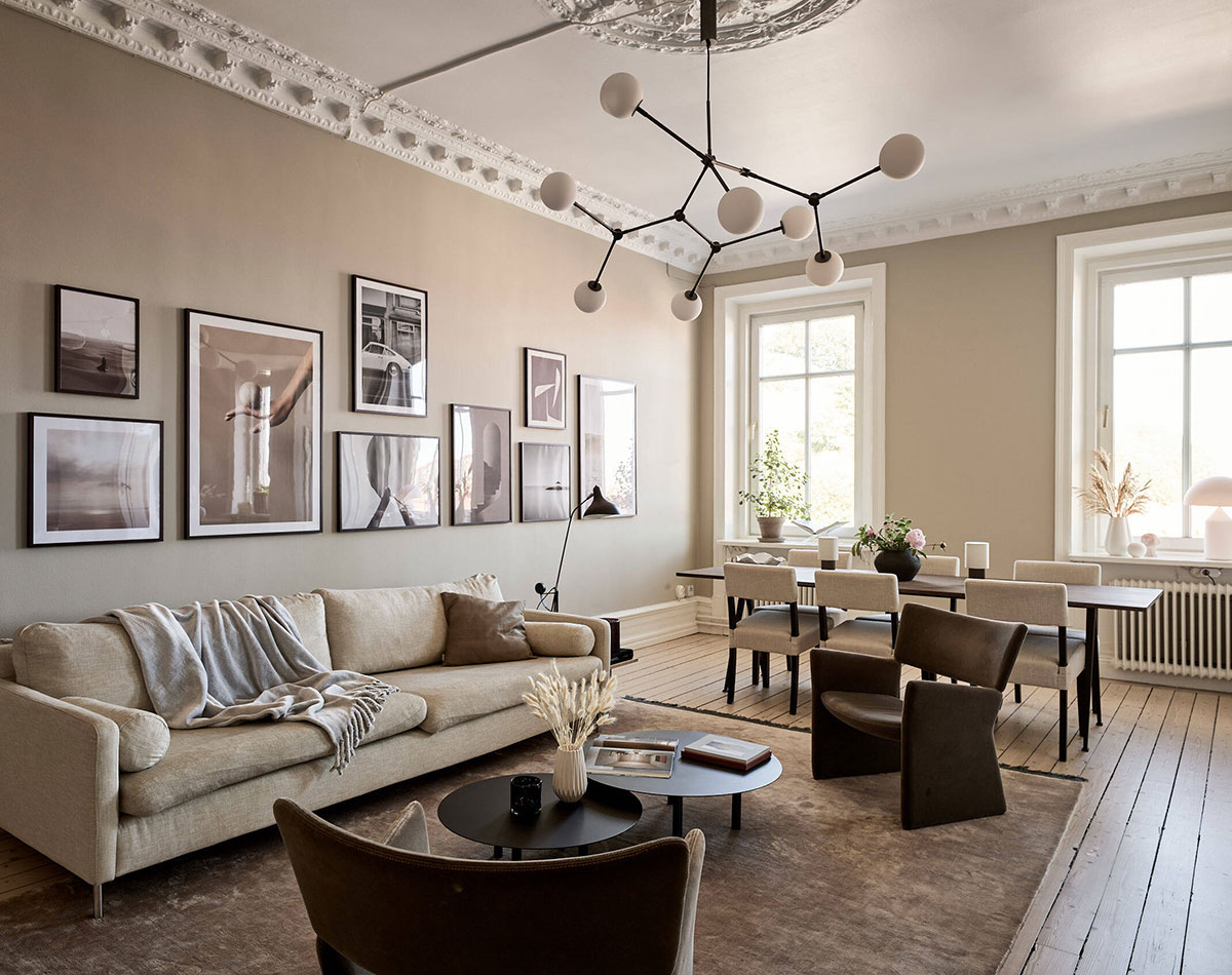 瑞典 19 世纪公寓的时尚典雅设计-1