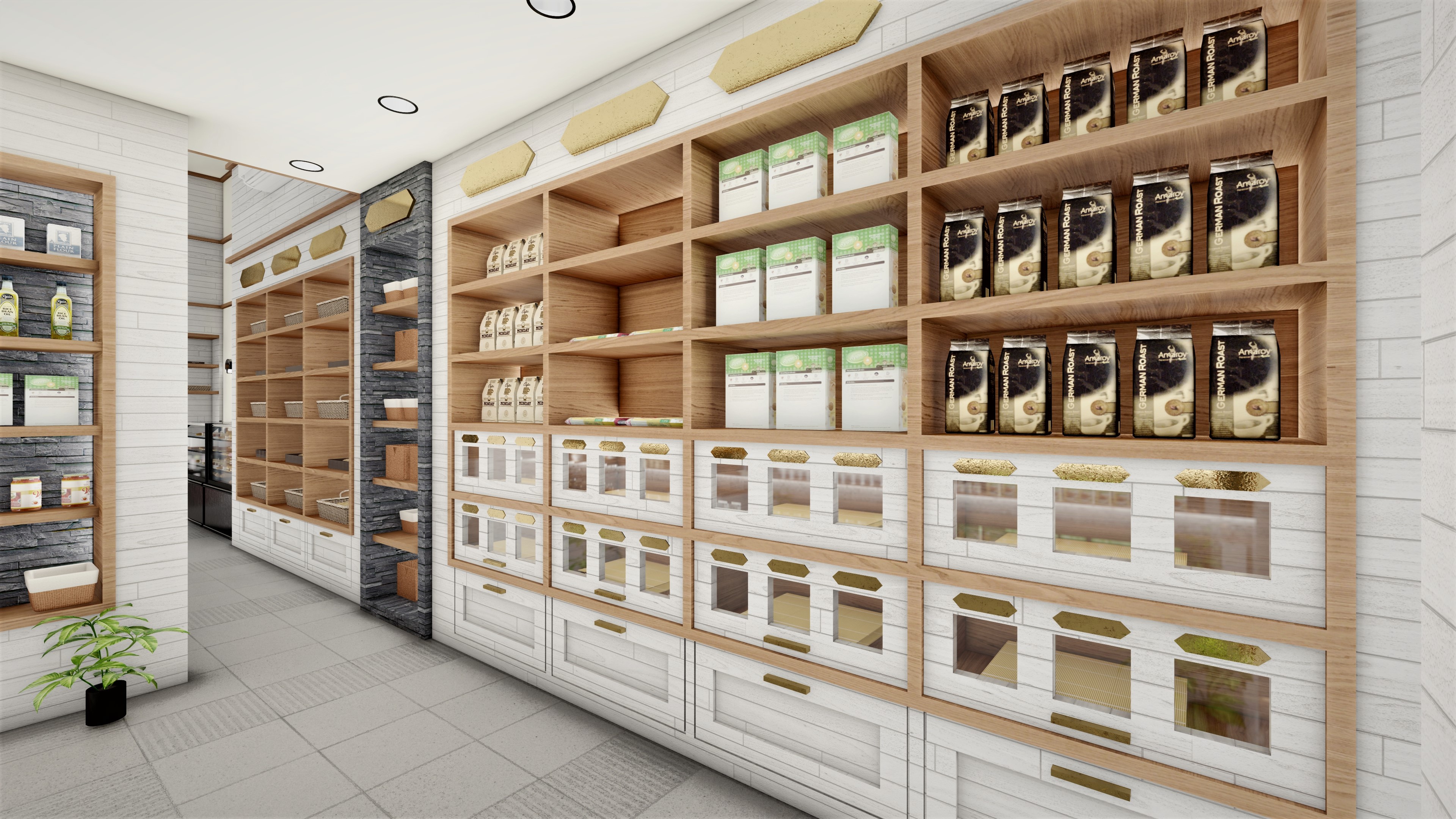 Interior modern design for sweets & coffee beans shop-3