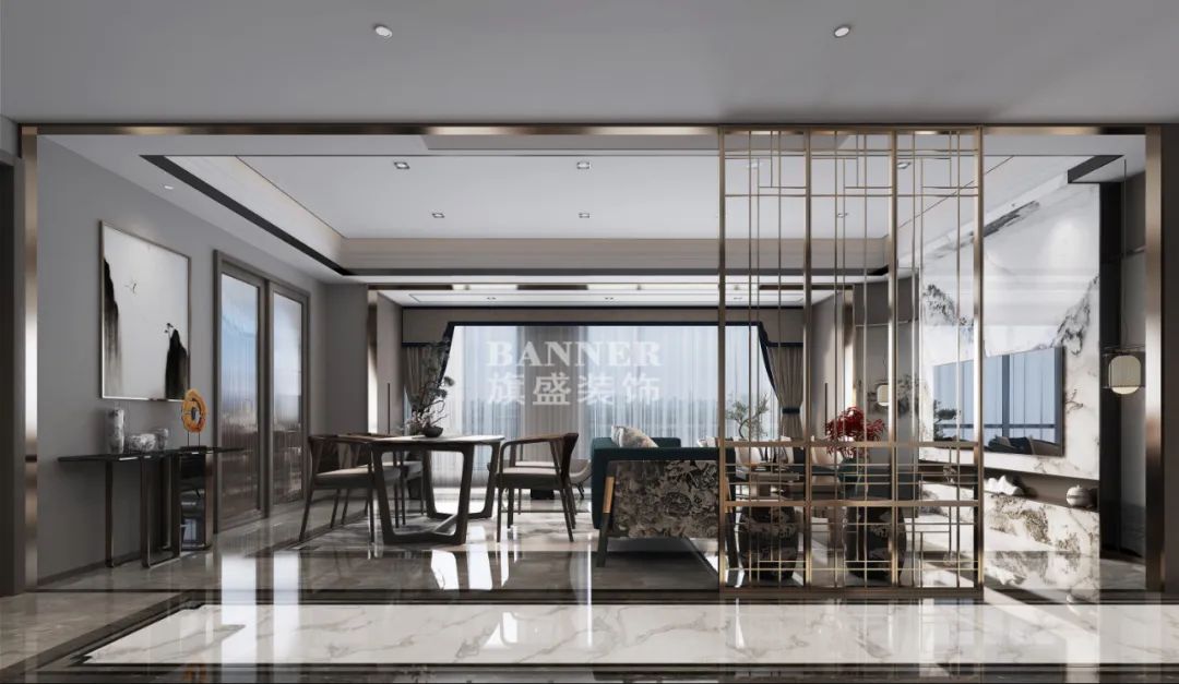 新中式轻奢风澜园平层设计，苏一打造四口之家舒适空间-11