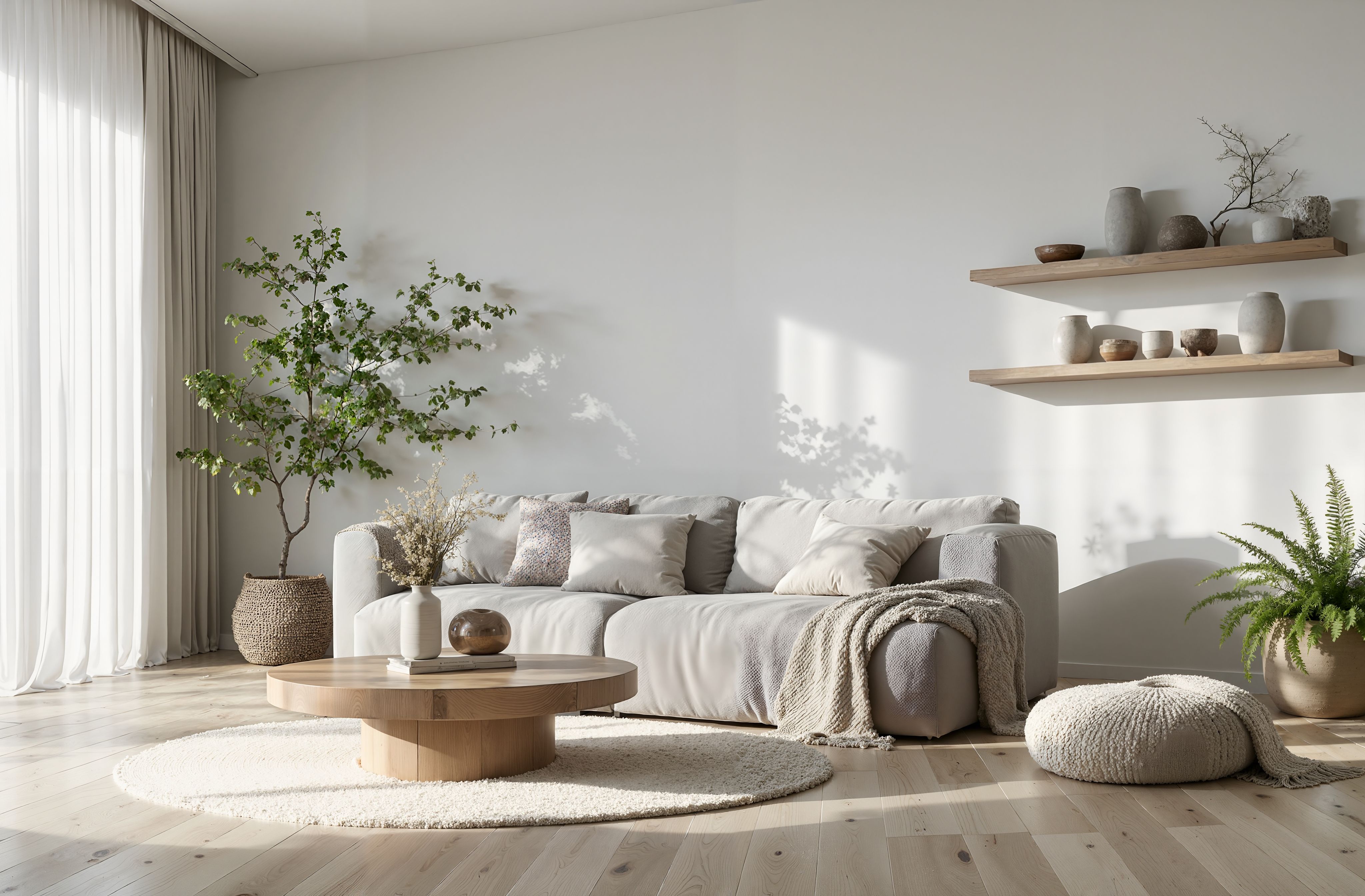 奶油色与木纹共舞:治愈系客厅光影魔术-7