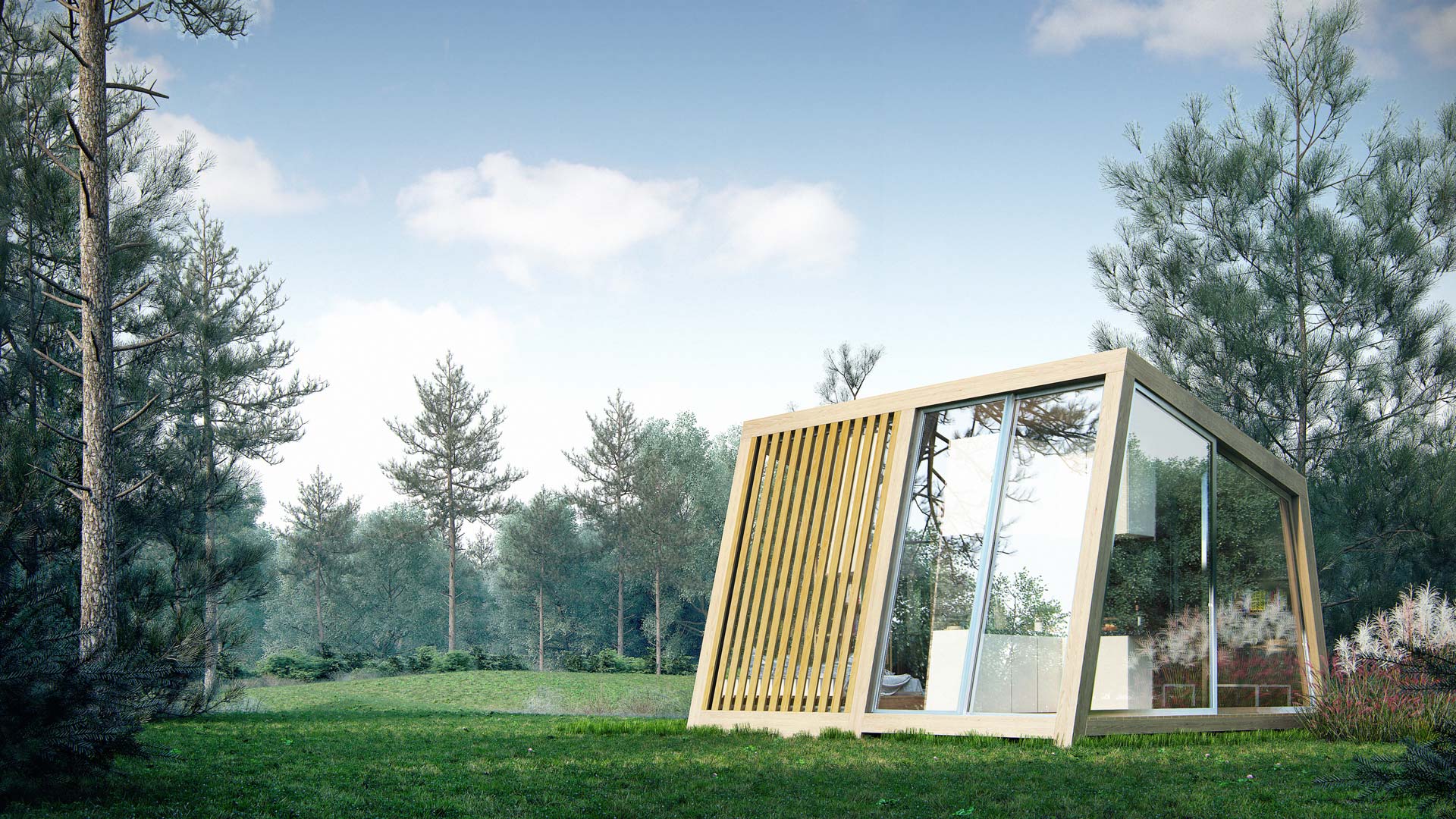 自然共生的迷你木制避暑别墅-0