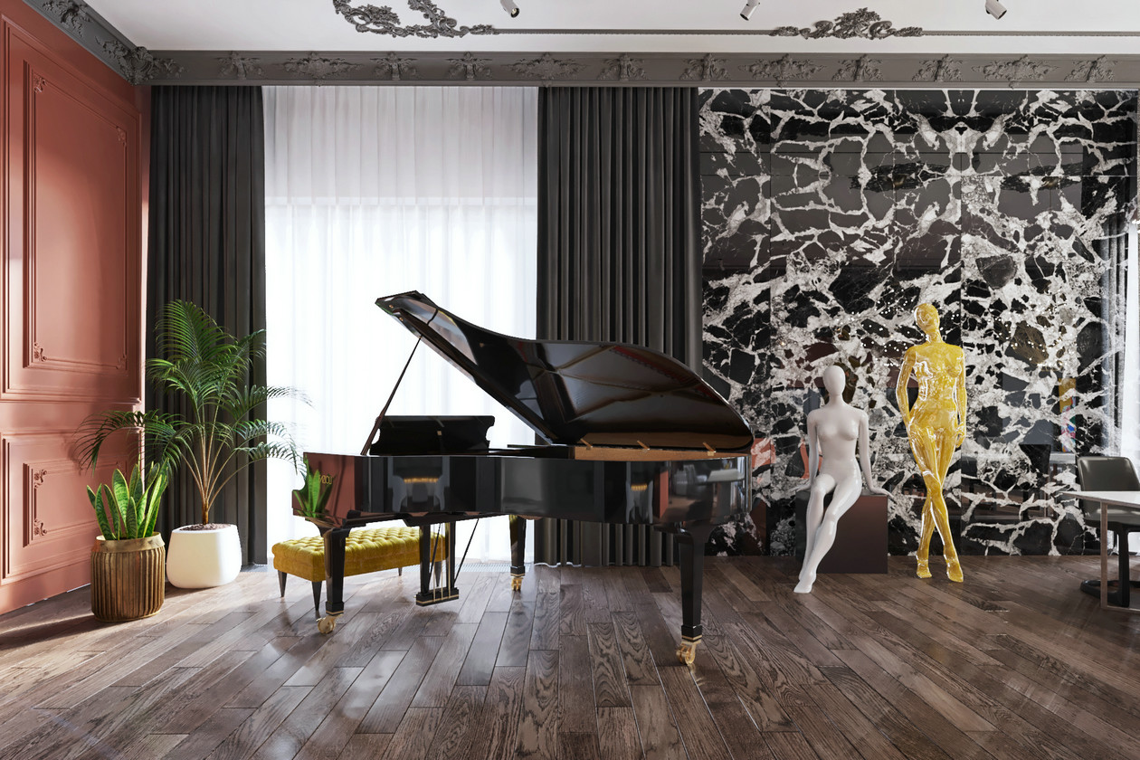 莫斯科高级灰橙色空间设计-23