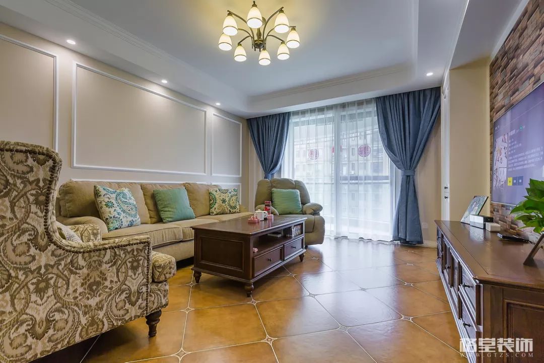 西江月美式风，彩色文化石背景墙，打造惬意空间-23