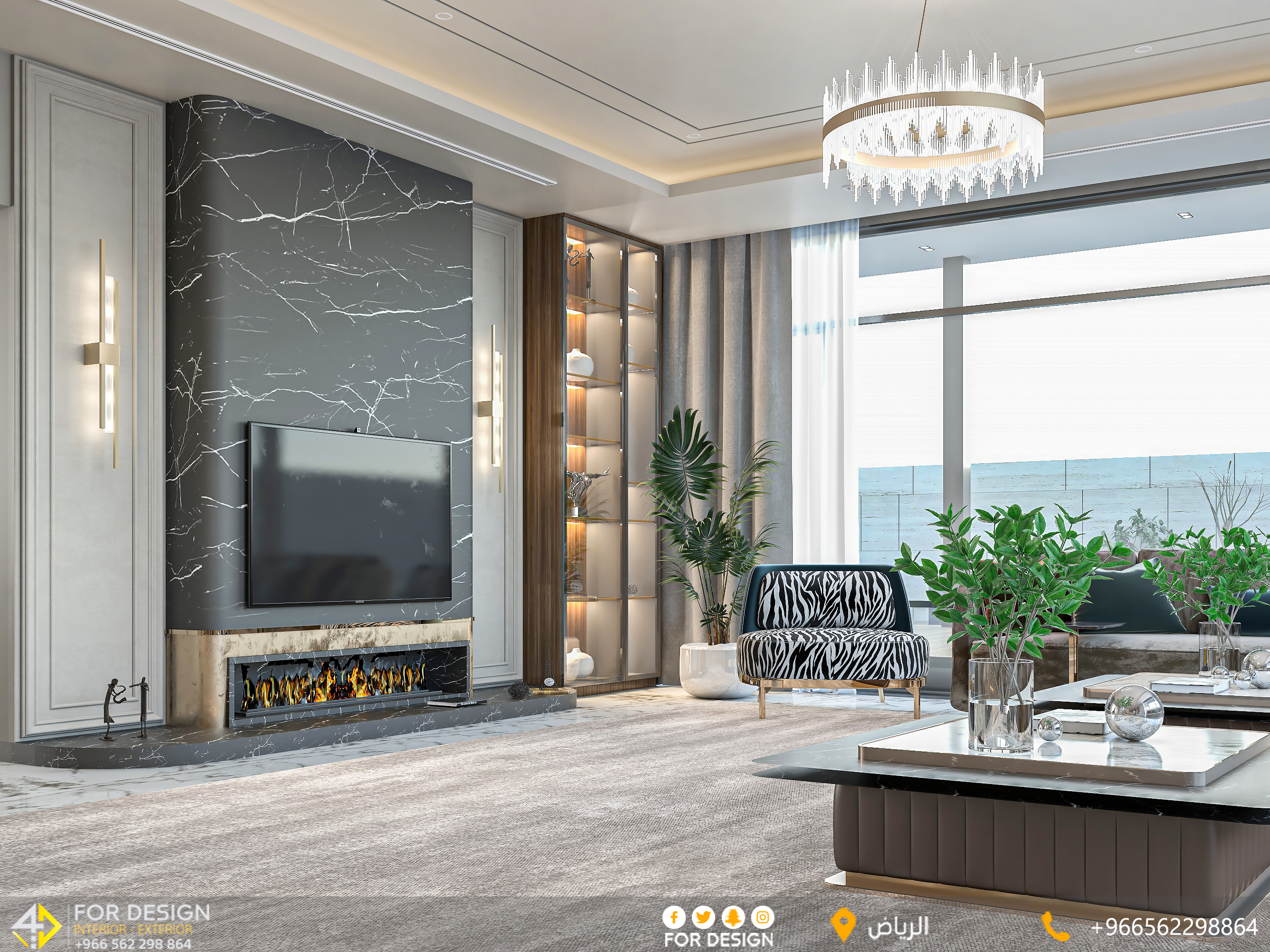 Luxury living room design in villa in KSA-1