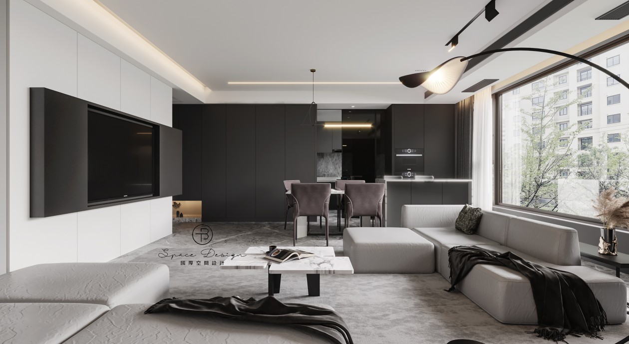 现代简约黑白灰 · 178㎡通州公寓设计丨中国通州丨T·B 国际空间设计-14