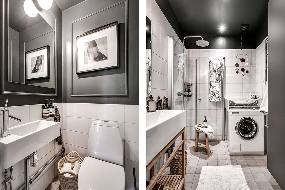 北欧风格公寓的黑色天花板设计-18