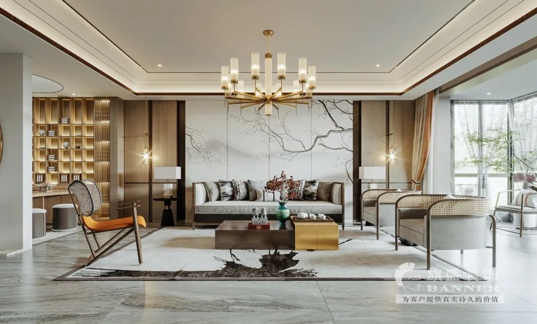 白桦林小区新中式风格平层设计丨旗盛-22