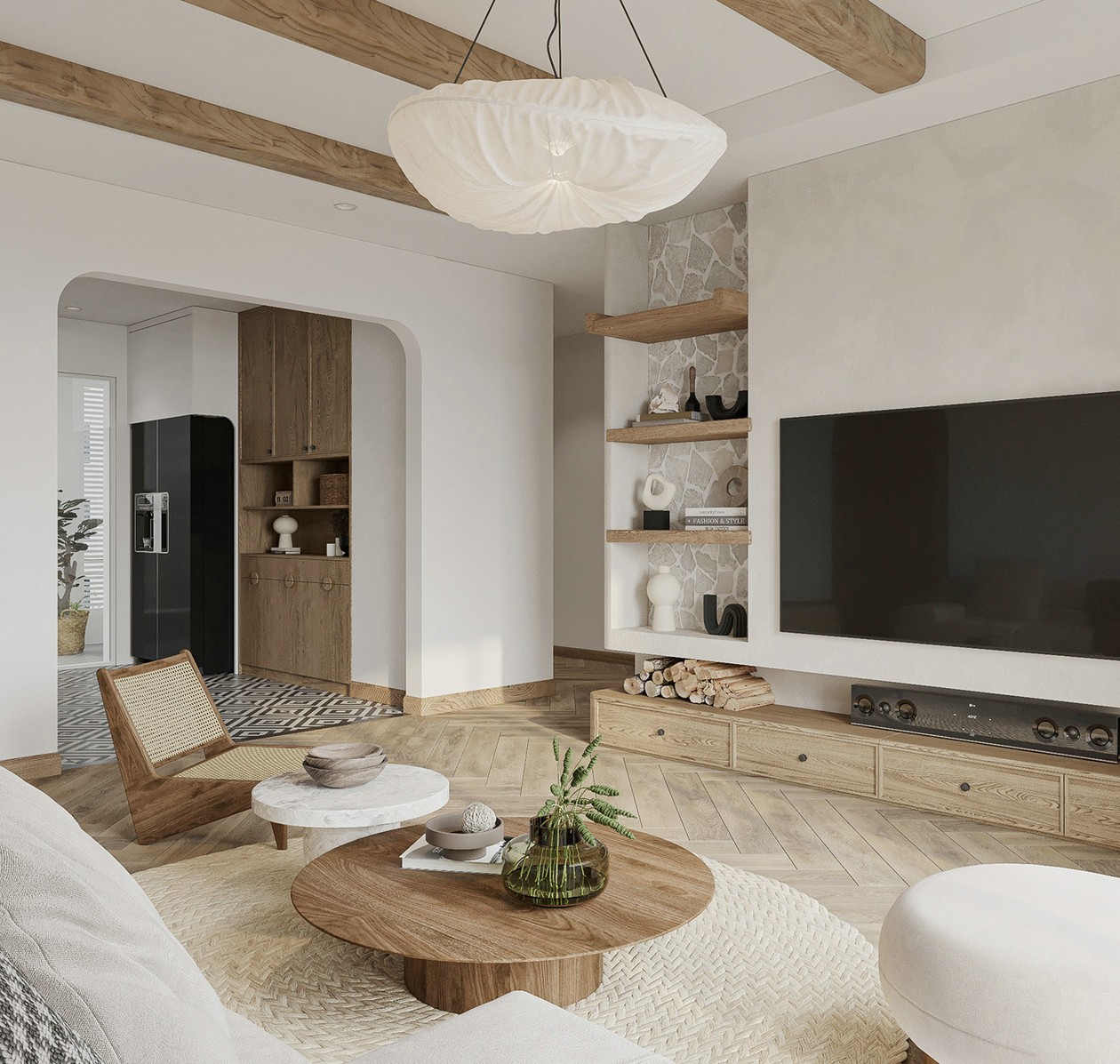 原木与白色住宅-6