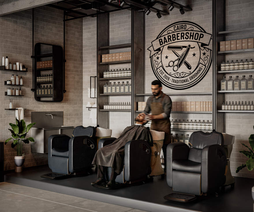 Modern Industrial Barbershop – Interior Design Concept-8