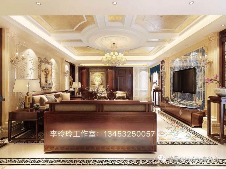 欧式浪漫融入中式韵律,350m²大平层设计-5