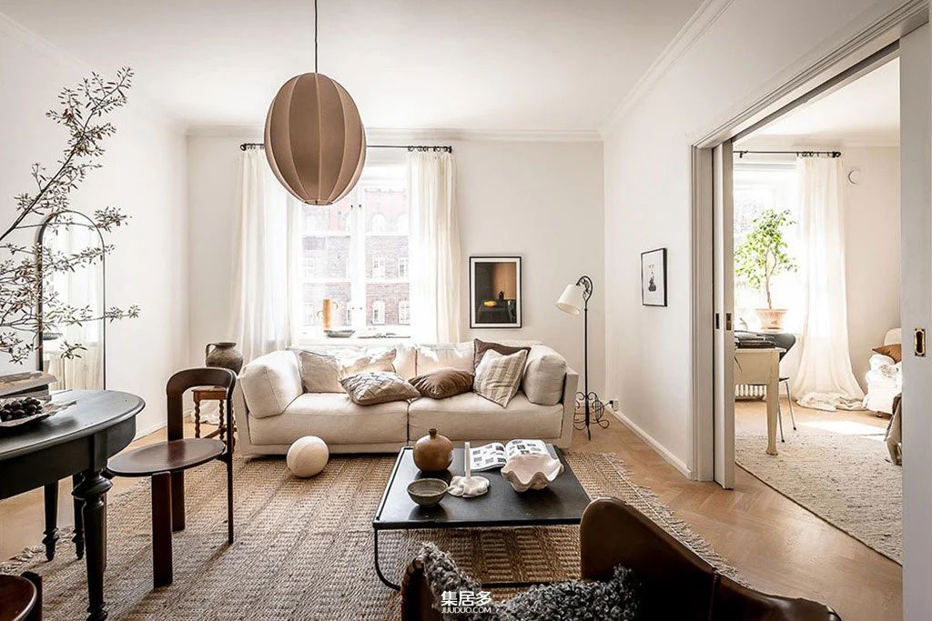 复古温暖明亮的斯堪的纳维亚公寓-7