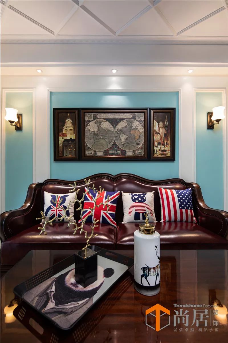 104㎡美式田园风，蒂芙尼蓝带来清新浪漫-13