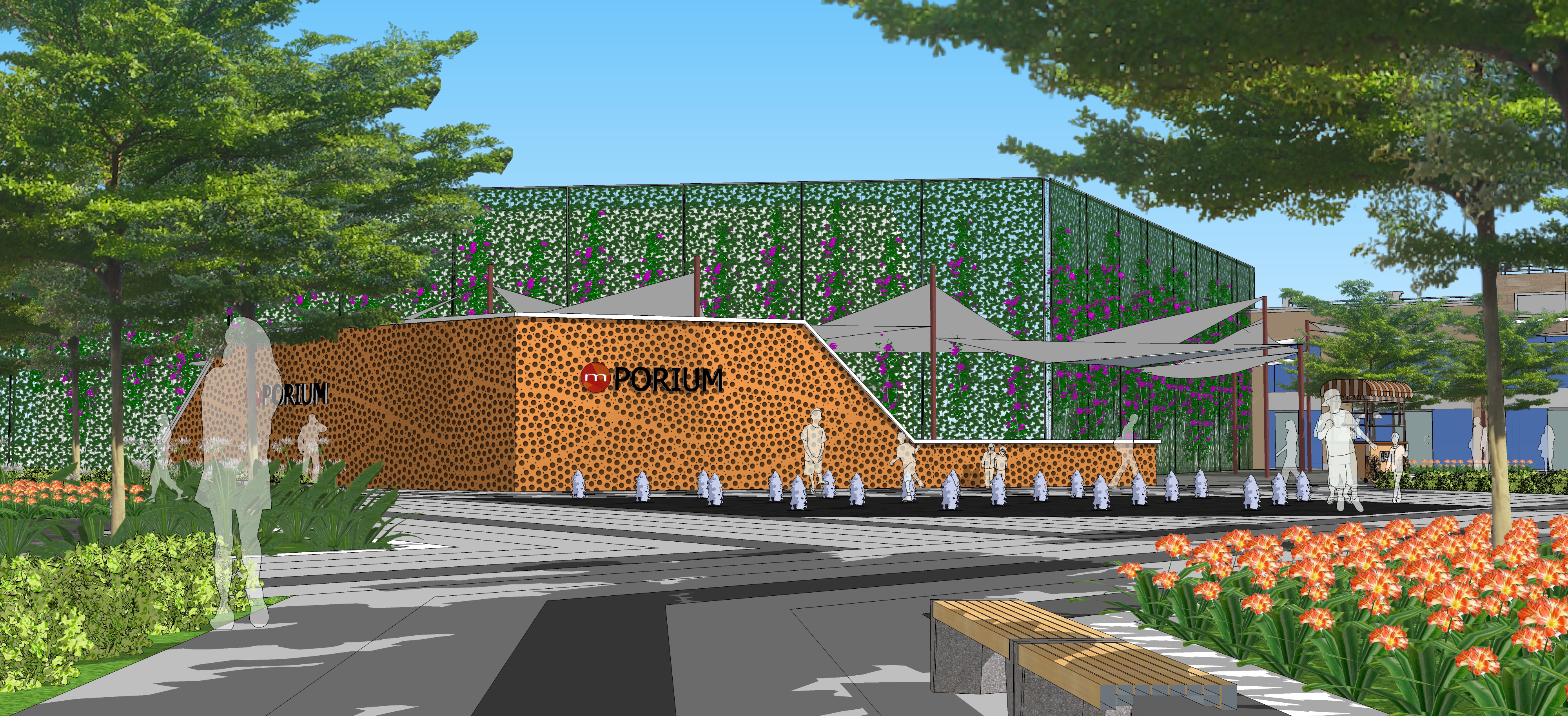 Landscape Design for Commercial area - Sketchup-6