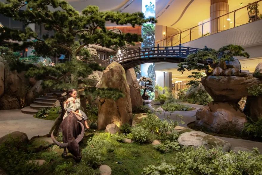 喜随作品|壶中胜境·商业中庭的科技国风微缩园林-399