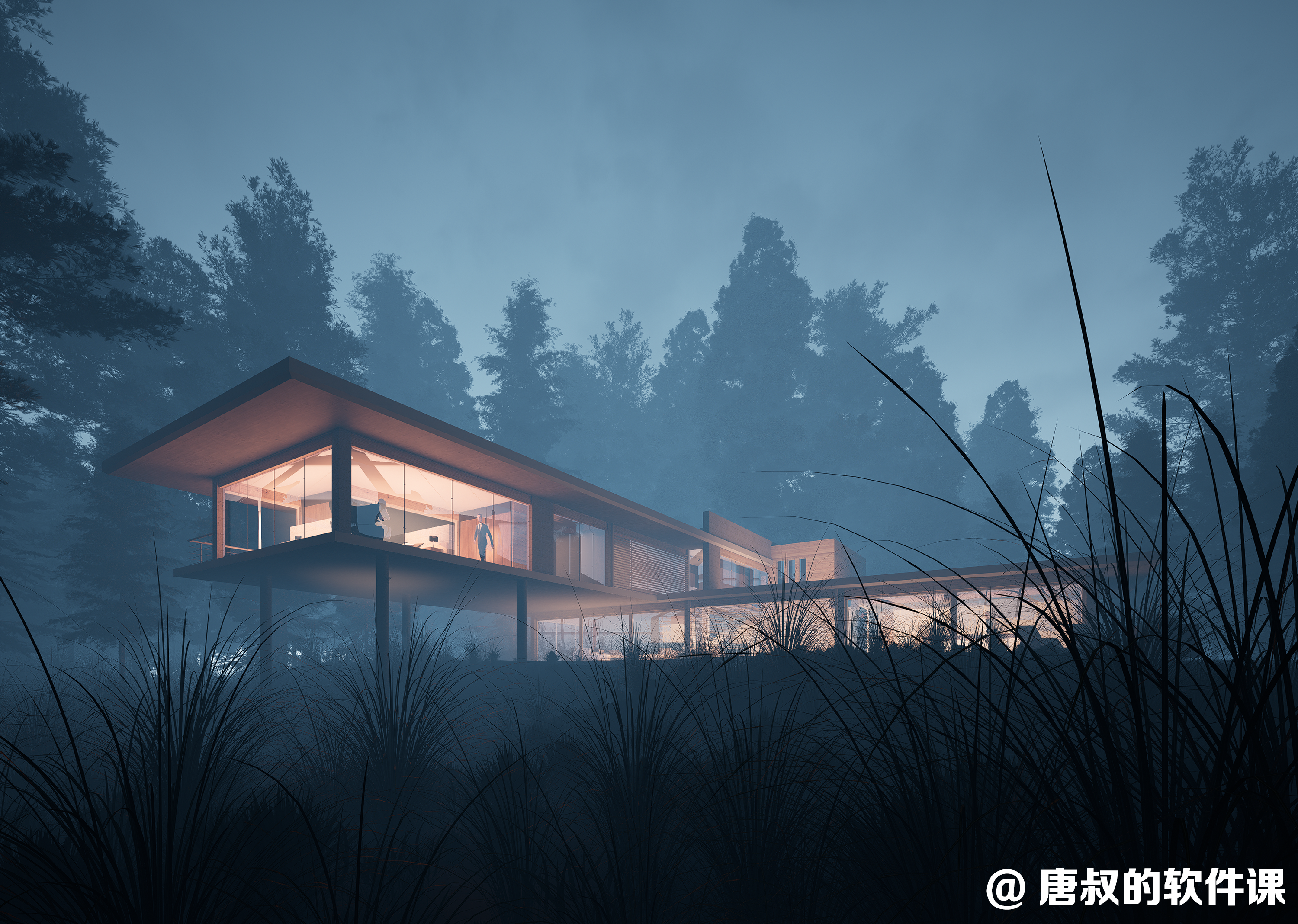 山地别墅—写实渲染效果图-3