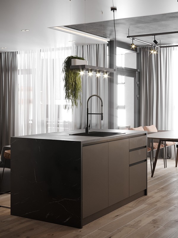 90㎡公寓 高级灰+橘色，百看不厌的组合-4