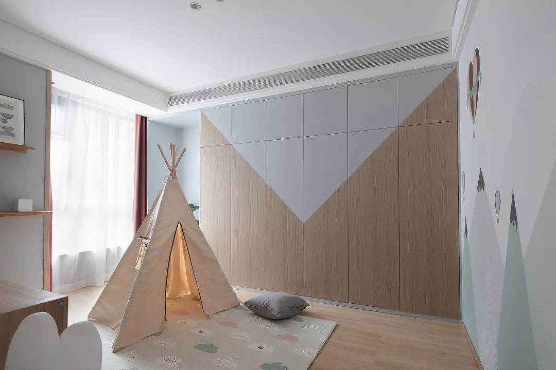 145㎡清新原木公寓，几何线条打造通透空间-67