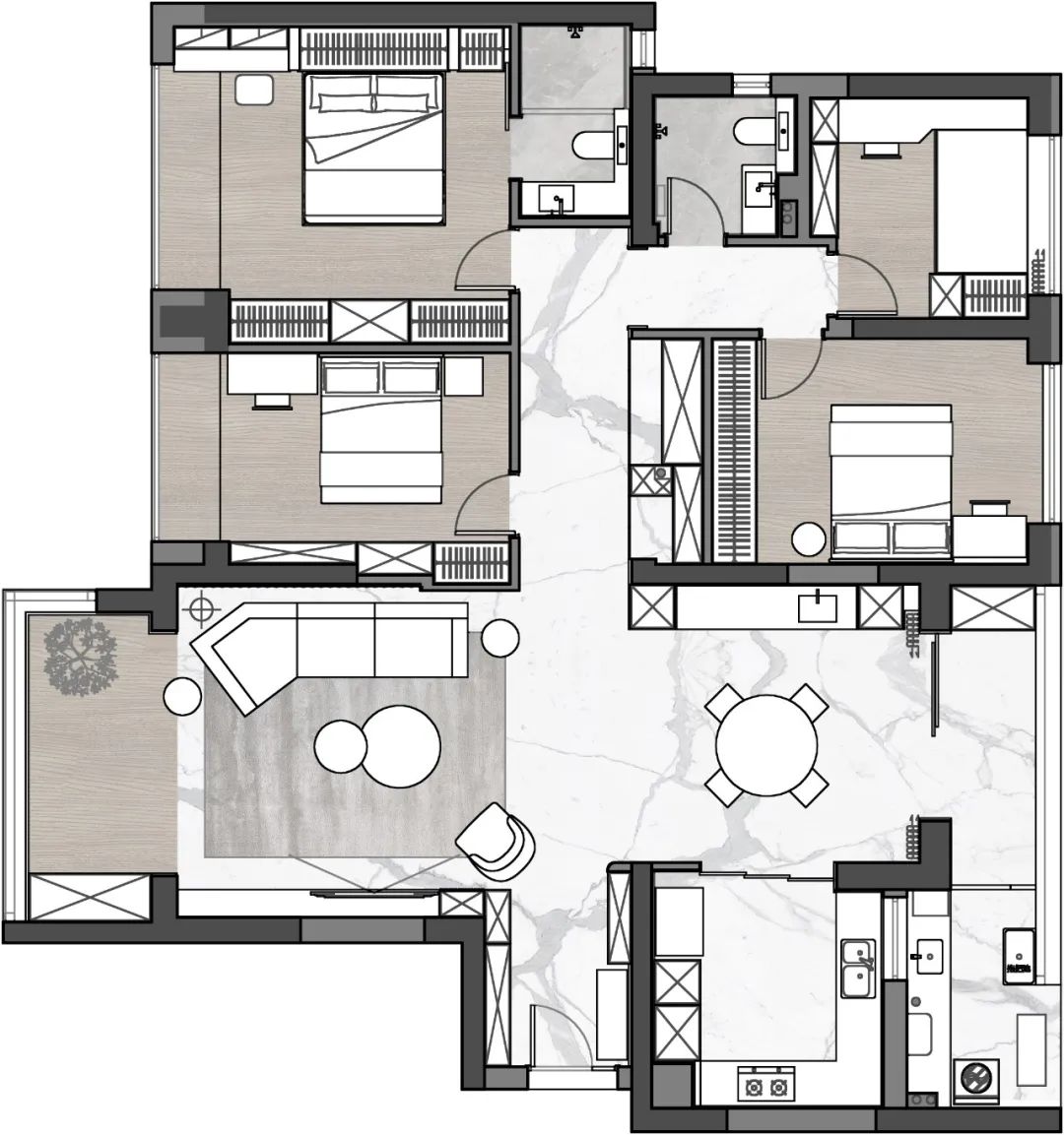 武汉天地 175㎡现代简约家居,原木色与白色的清爽搭配,营造自然舒适的生活空间-5