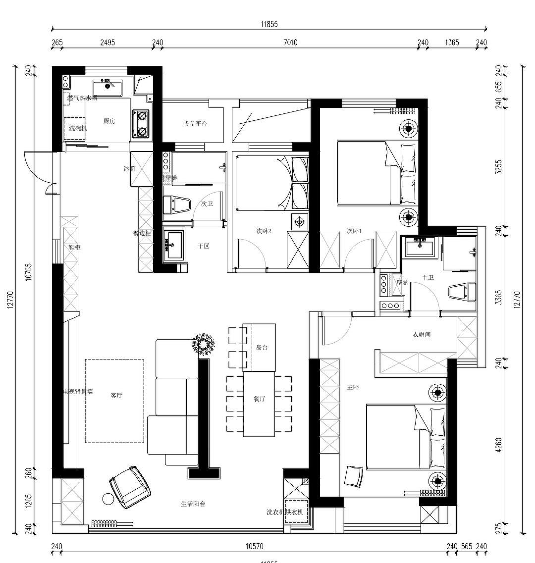 140平黑白简约的家-0
