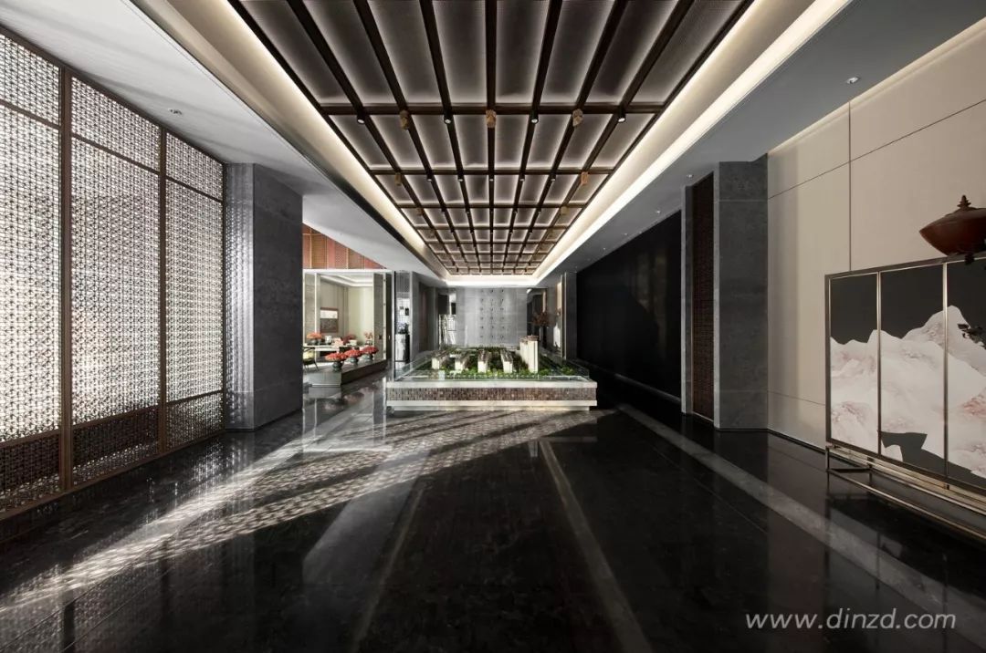 天津津门大院售楼处 | 古韵墨色与现代材质的完美融合-12