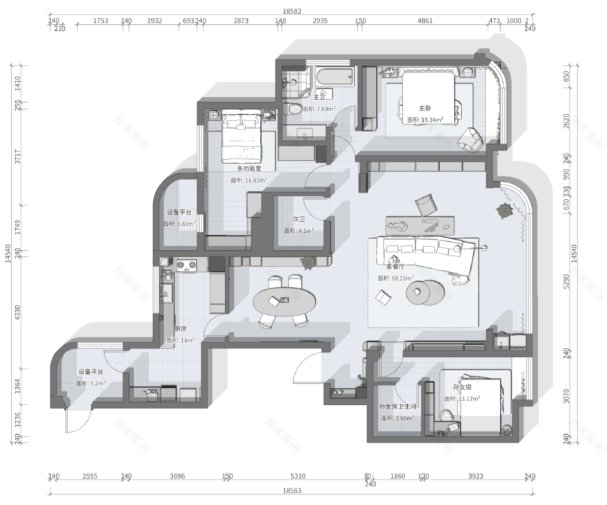 内舍软装丨198㎡意式格雷风,色系冷淡但不代表家没温度!-4