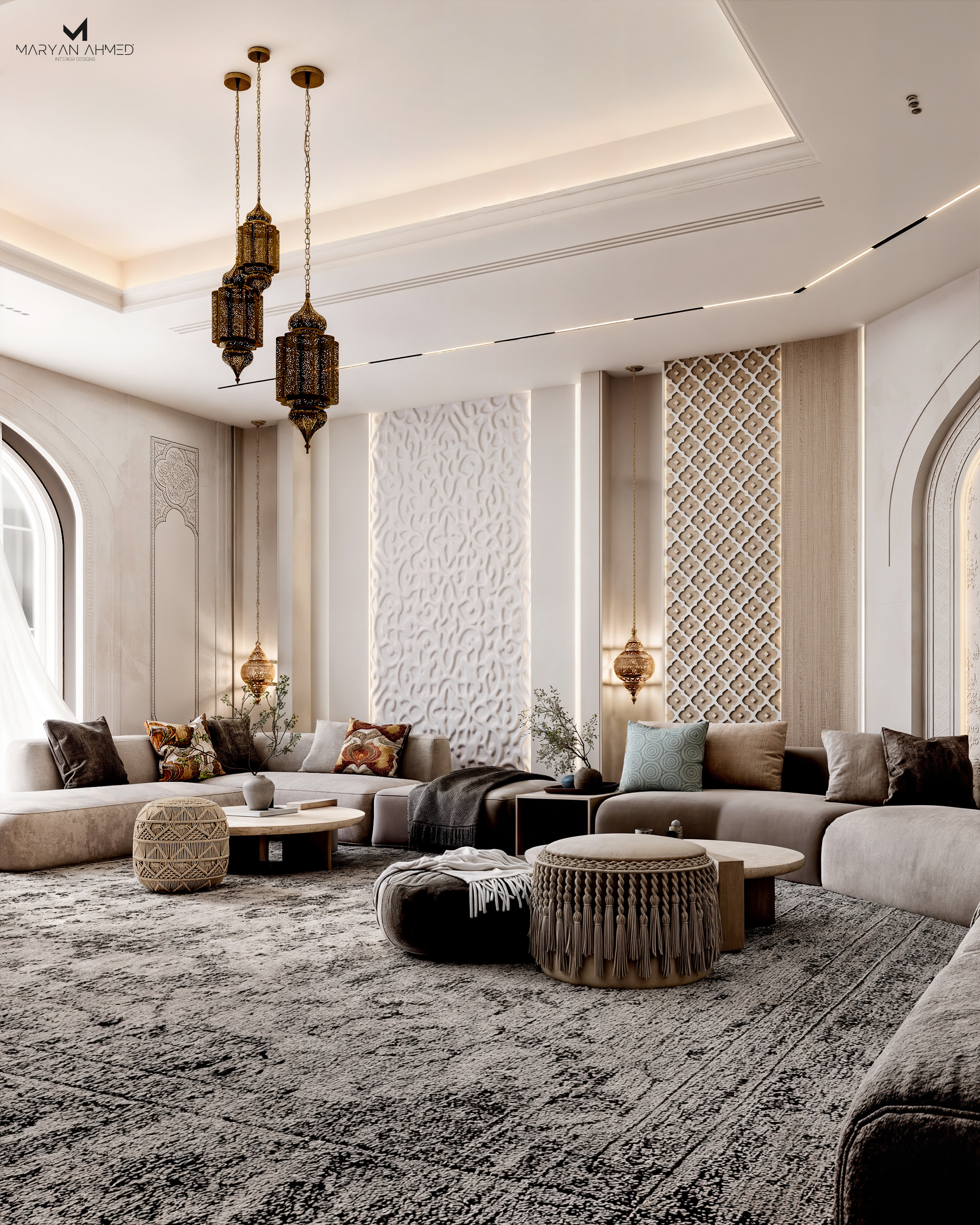Islamic living room design（伊斯兰客厅设计）丨埃及开罗丨Maryan Ahmed Designs-10