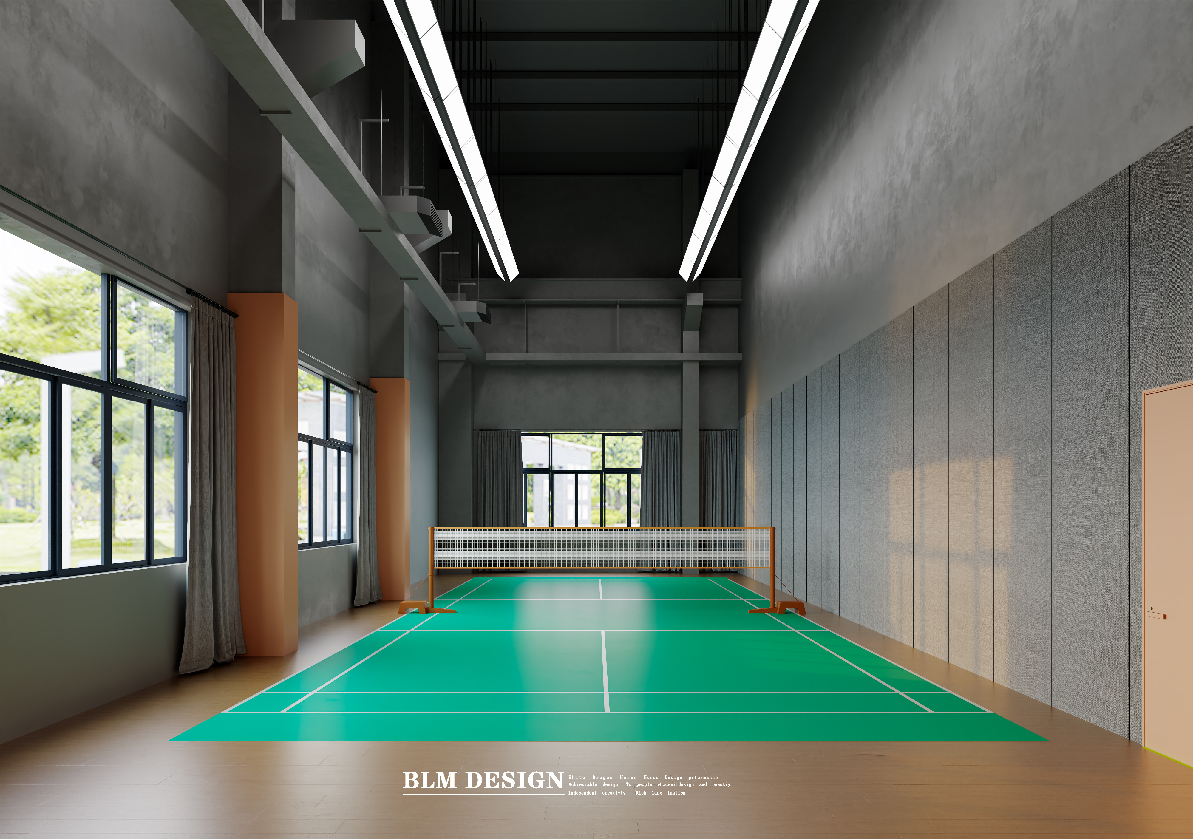 羽毛球馆  白龙马效果图设计制作-6