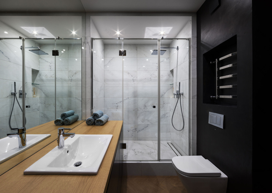 使用灰蓝色调的60平现代公寓设计-26