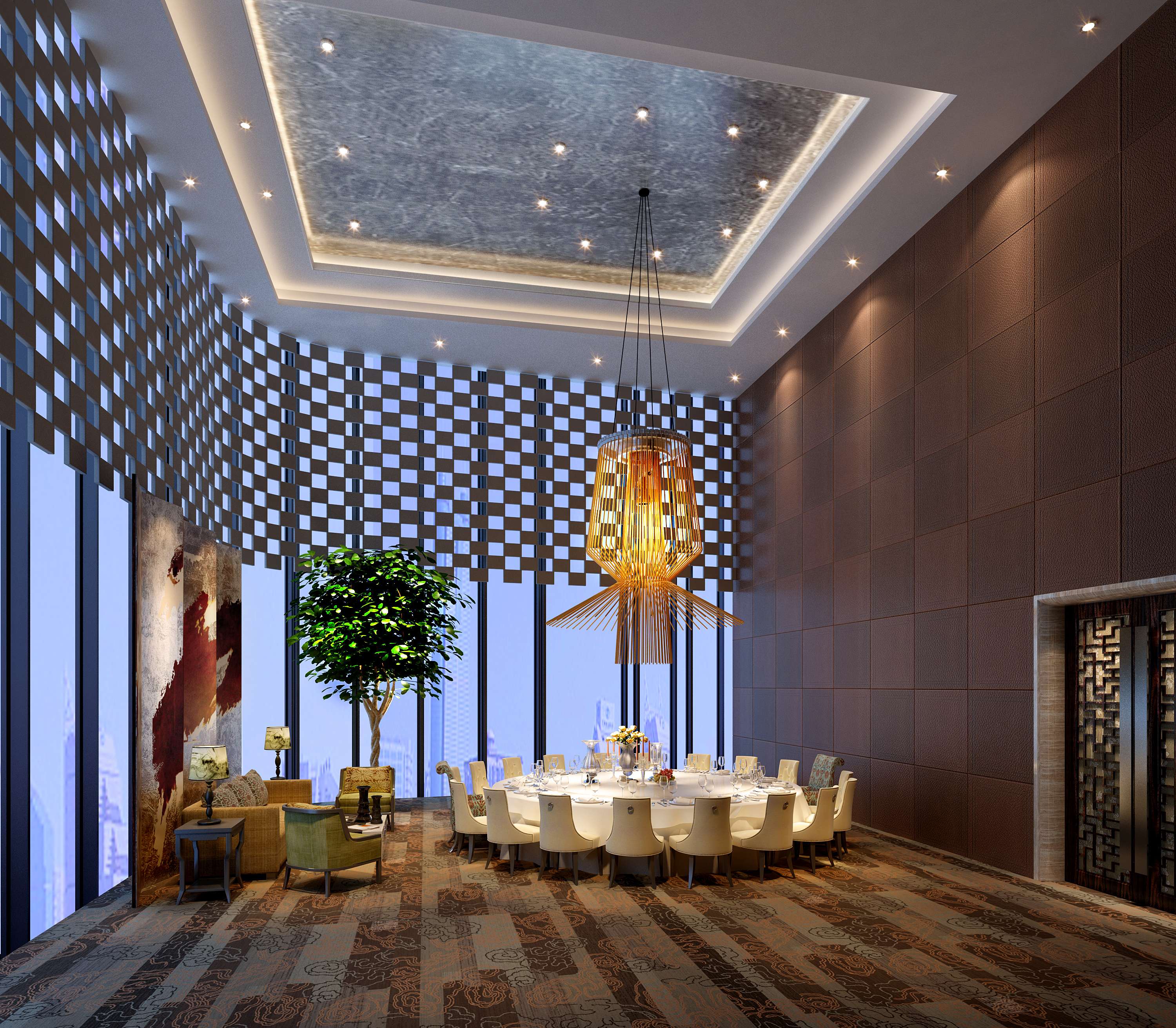 新中式风格奢华酒店餐厅 会所包房 包厢 包间 高清效果-3-26