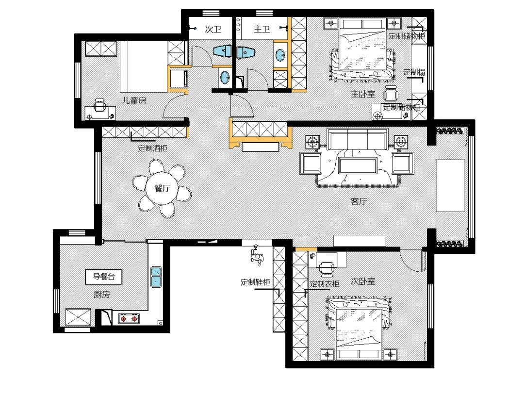 新世界小区 190㎡简约时尚家居设计，儿童房与餐厅空间巧妙改造-19