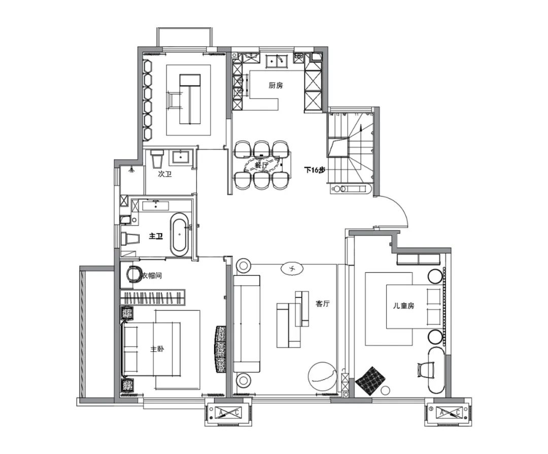 艺术无界,生活有声——烟台中海万锦洋房下叠样板间设计-25